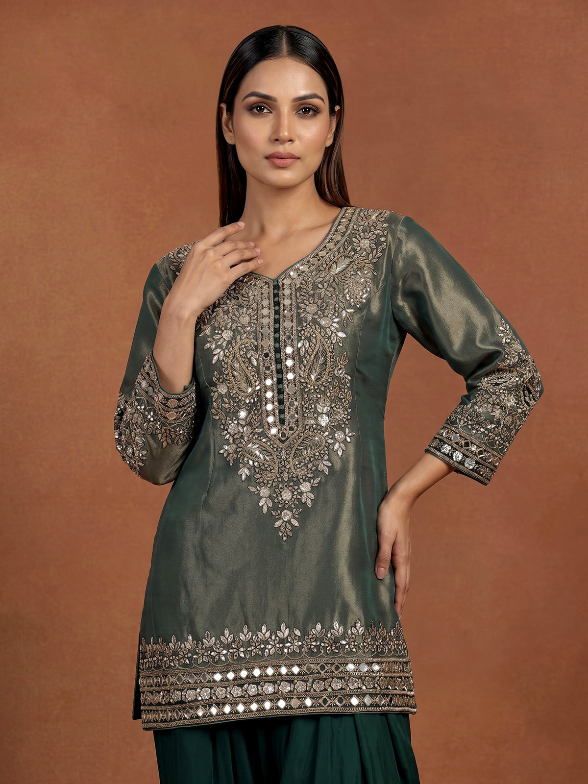 Bottle green punjabi luxury women salwar suit