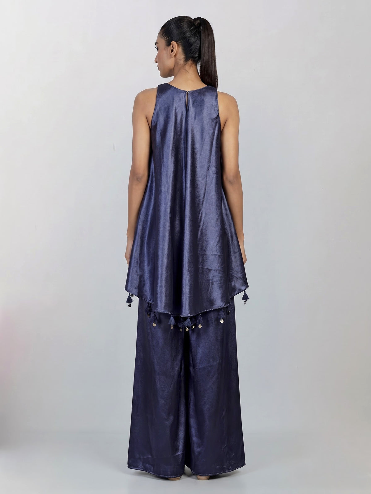 Blue mughal medallion premium women palazzo suit