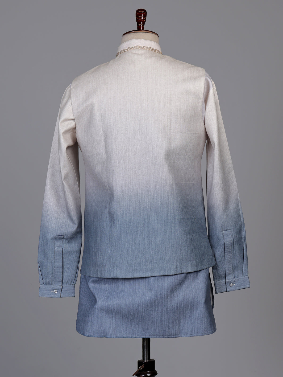 Slate blue ombre embellished waistcoat set
