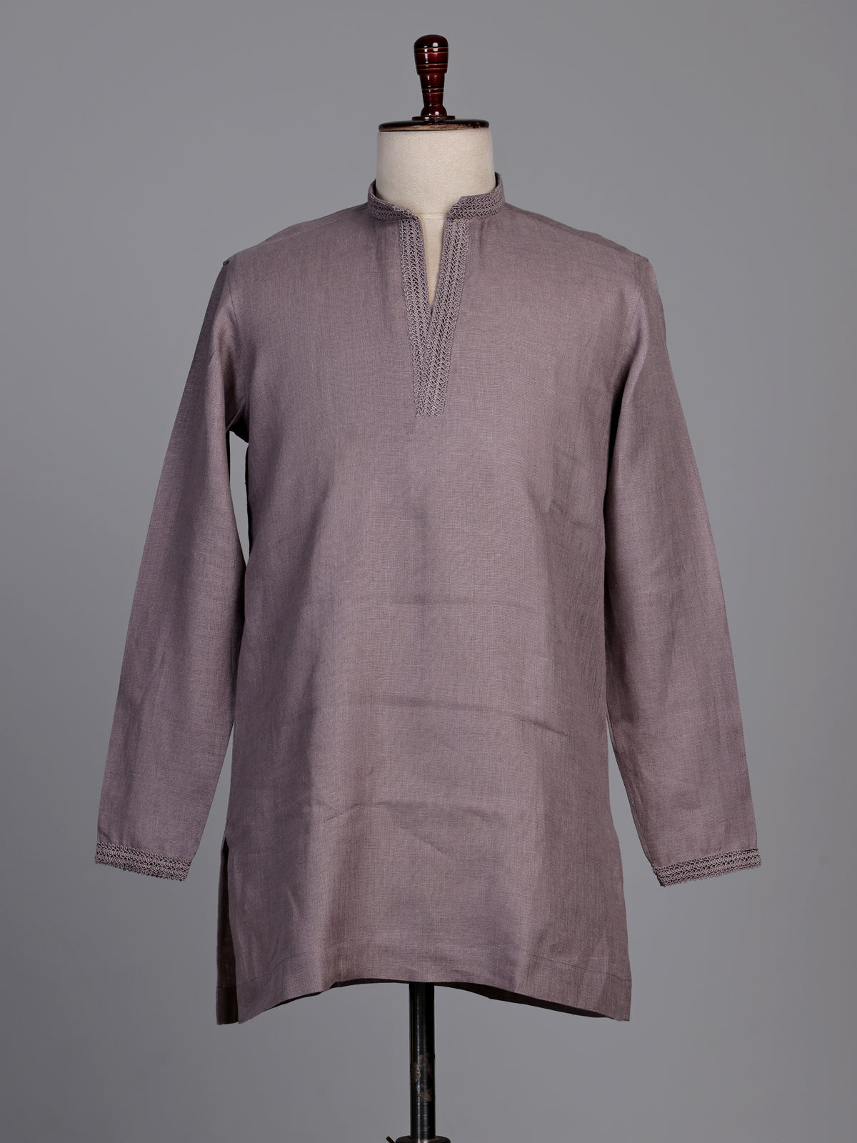 Dusty mauve purple linen short kurta suit