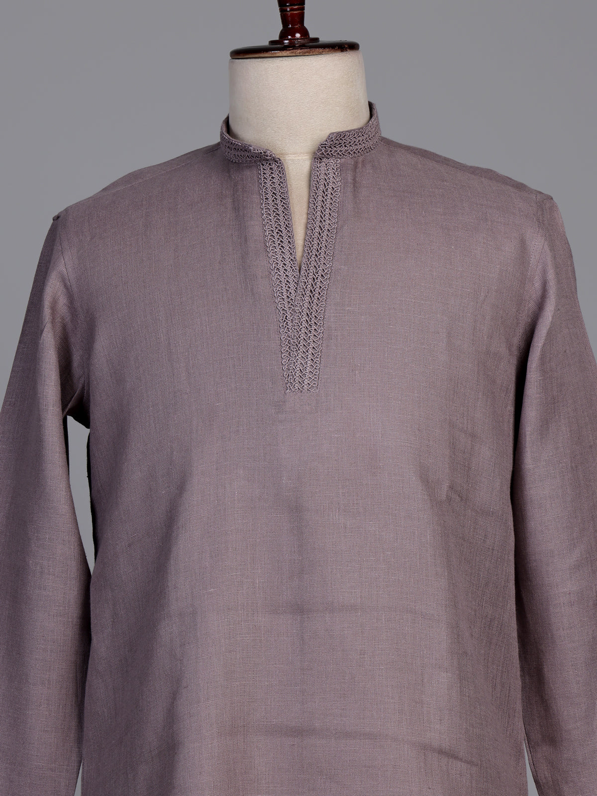 Dusty mauve purple linen short kurta suit