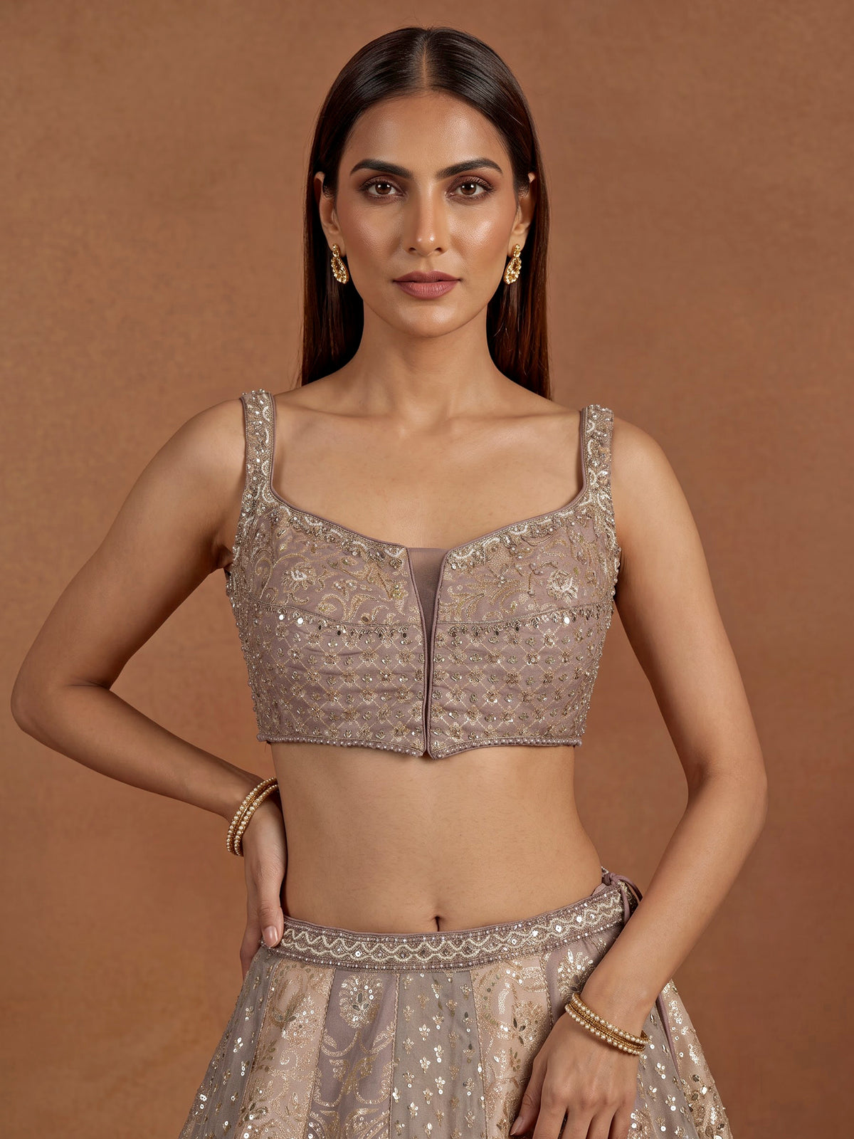 Grape purple silk lehenga choli with luxurious zardosi embellishments