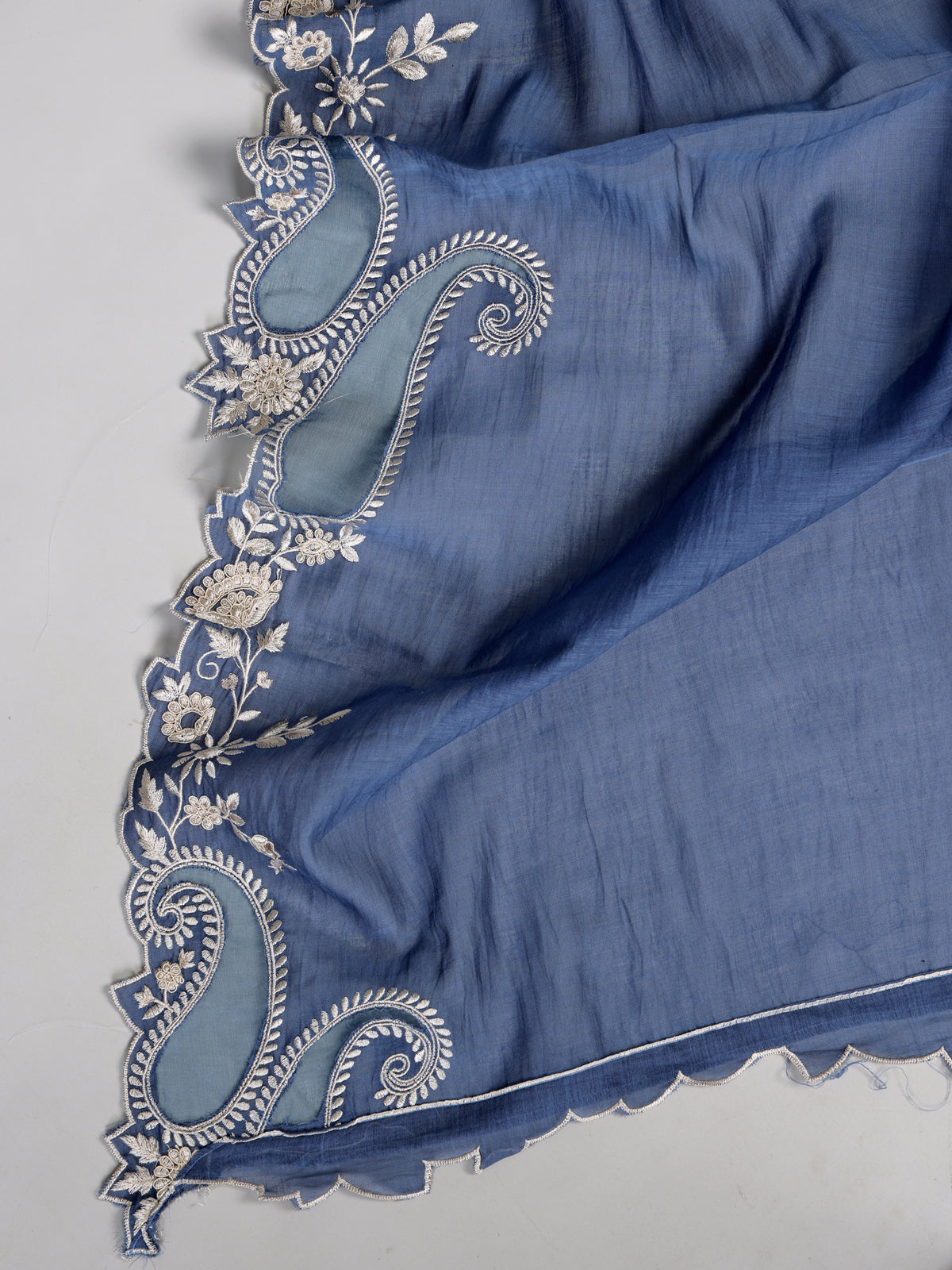 Denim blue paisley pearl women pant suit
