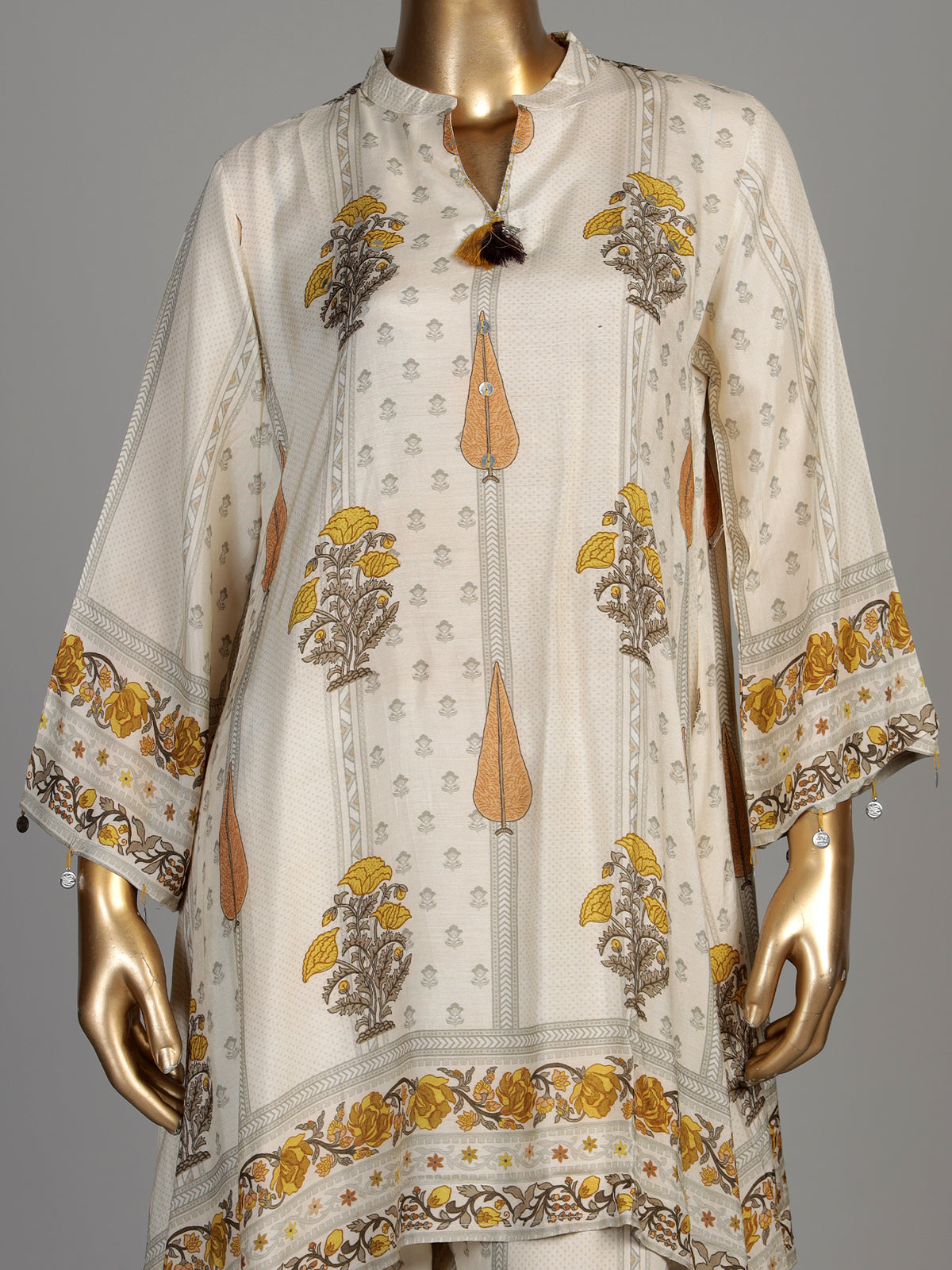 Off white sanganeri floral women kurti set