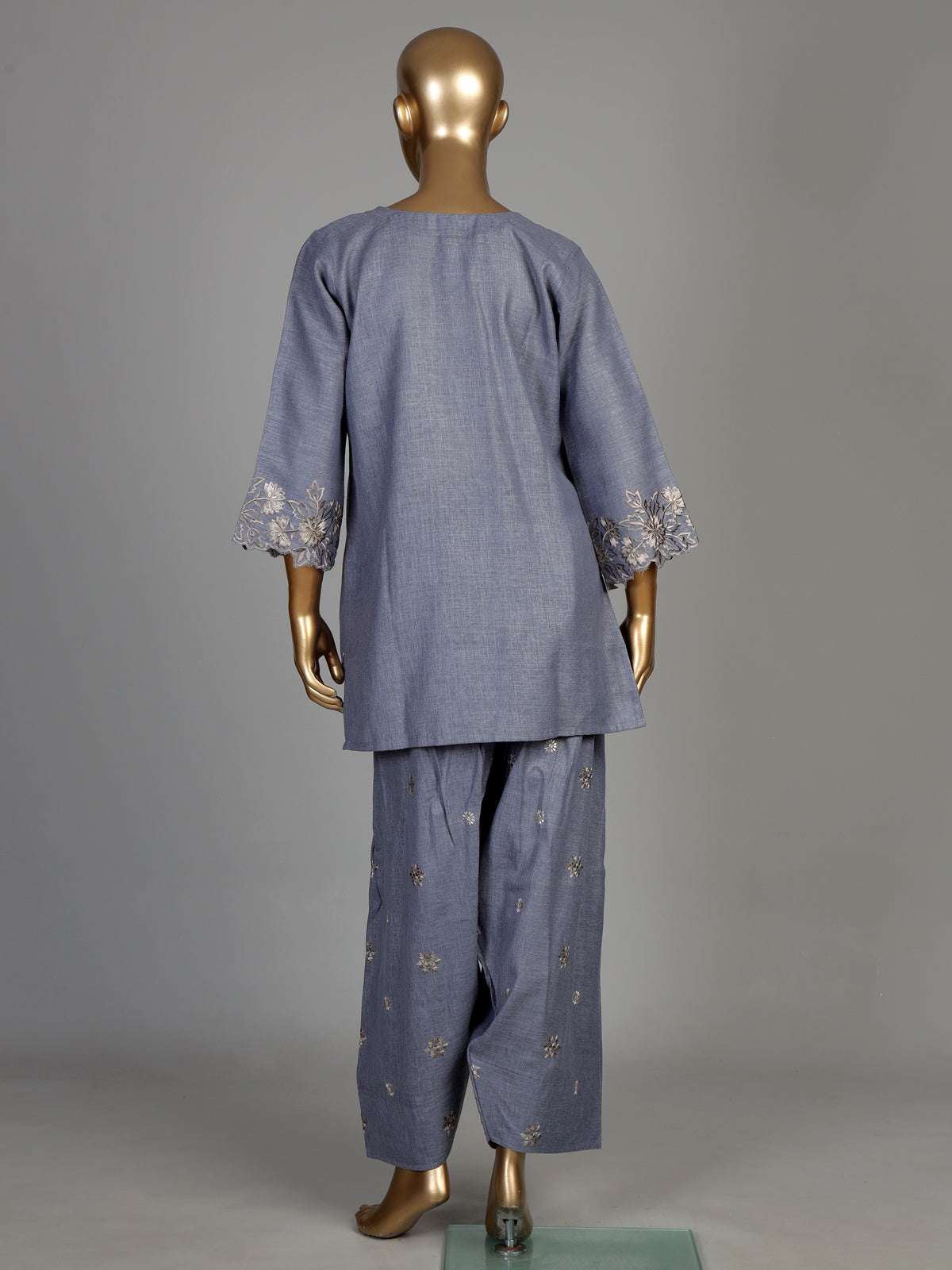 Grey anemone border women kurti set