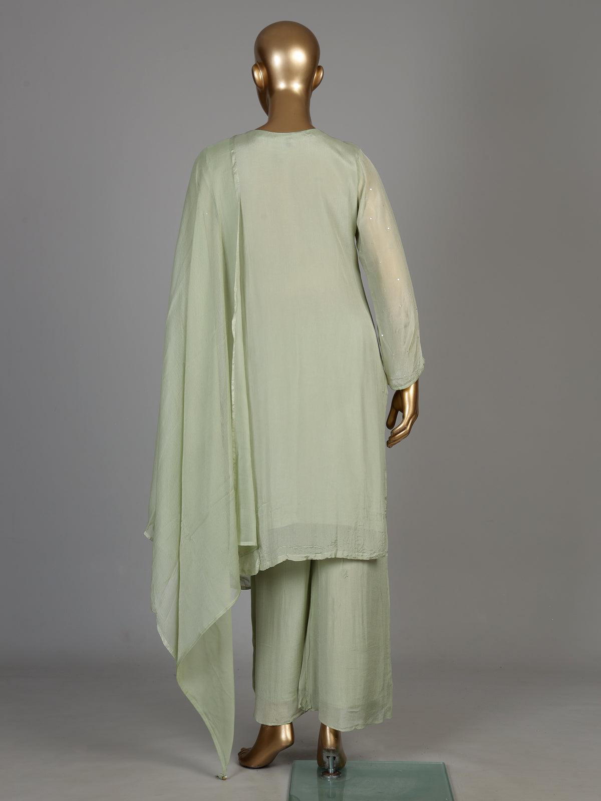 Pista green dahlia women kurti set