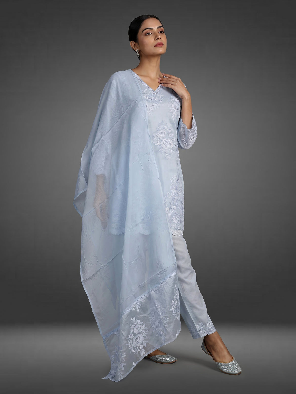 Sea blue rose trail women kurti set