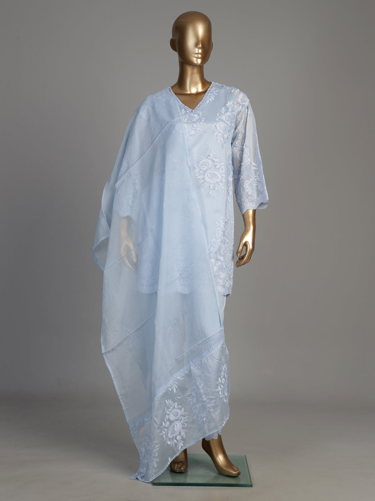 Sea blue rose trail women kurti set
