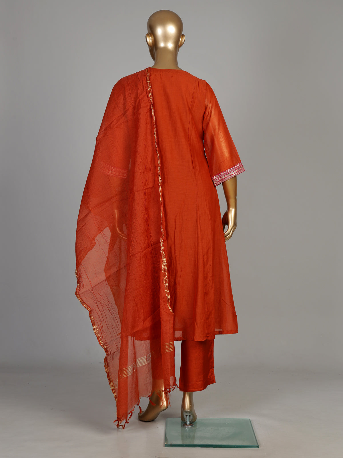 Rust orange Mughal paisley women kurti set