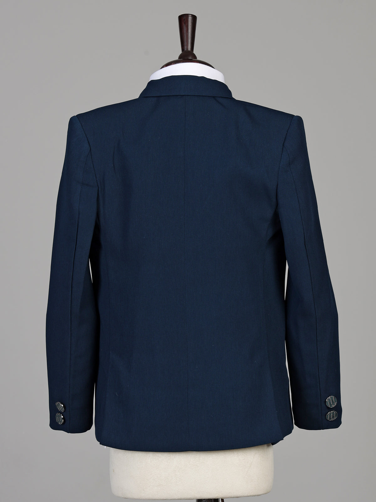 Rama blue terry rayon boys coat suit with asymmetric double-breasted jacket