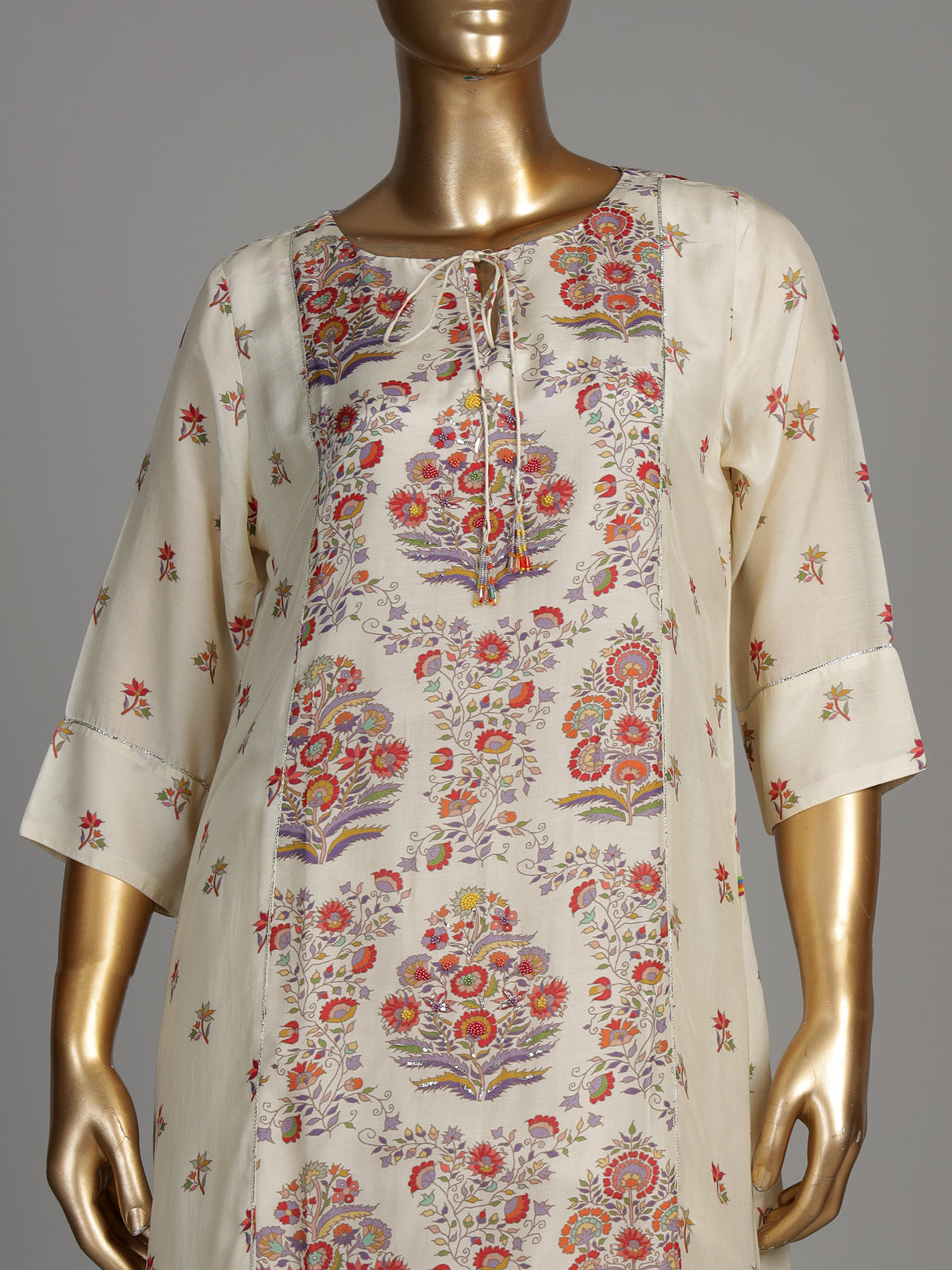 Cream floral tree women kurta set