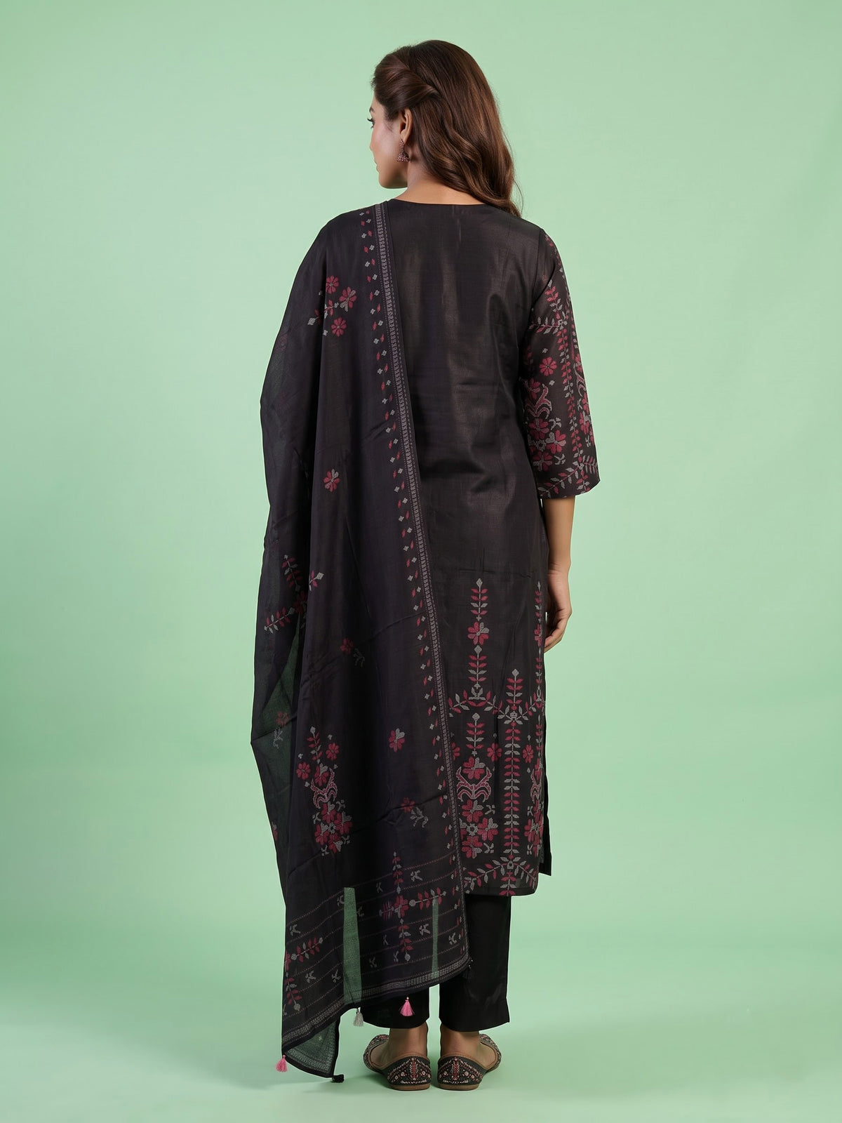 Black chevron vine women kurta set