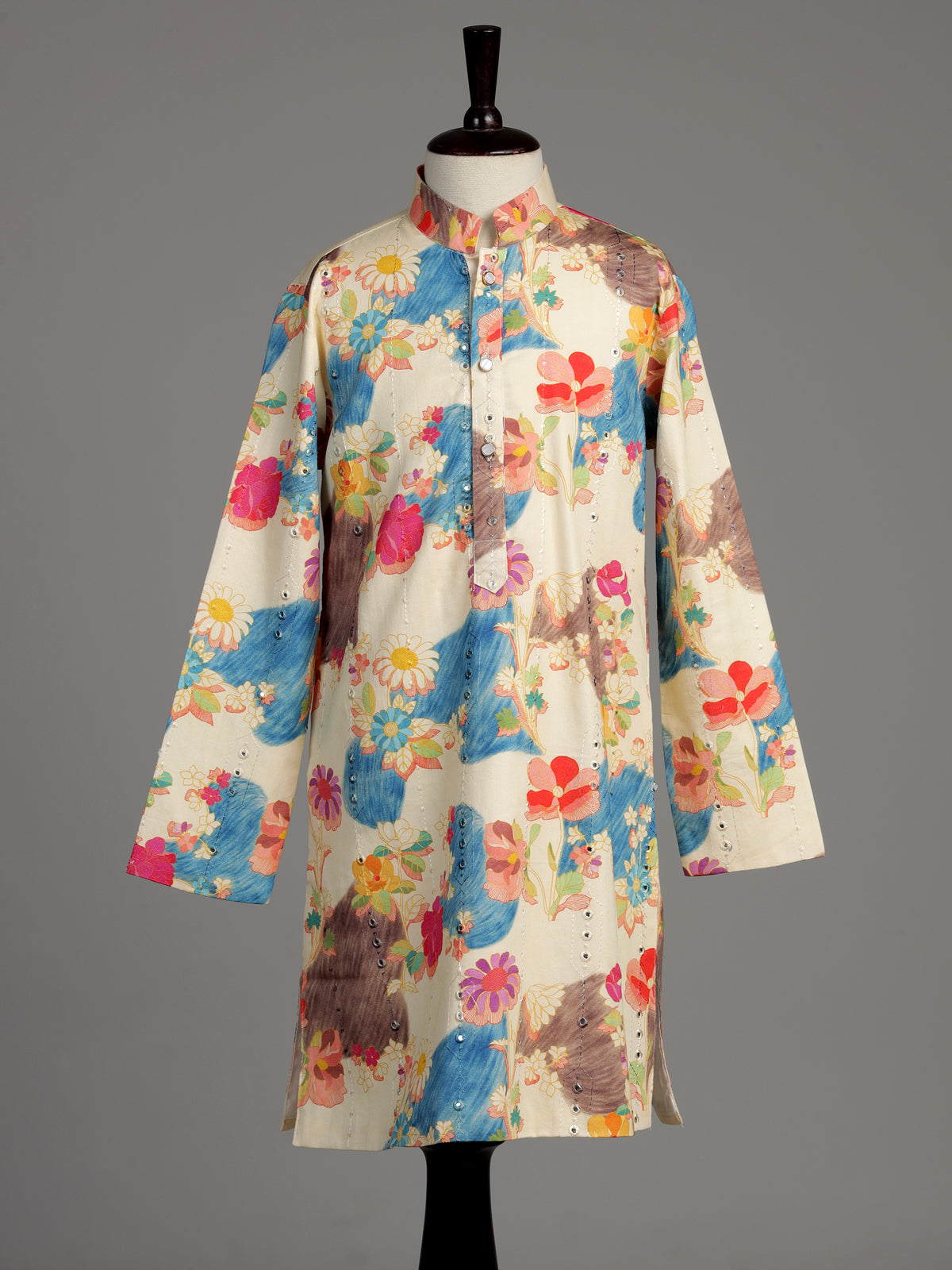 Multicolour watercolor meadow boys kurta suit