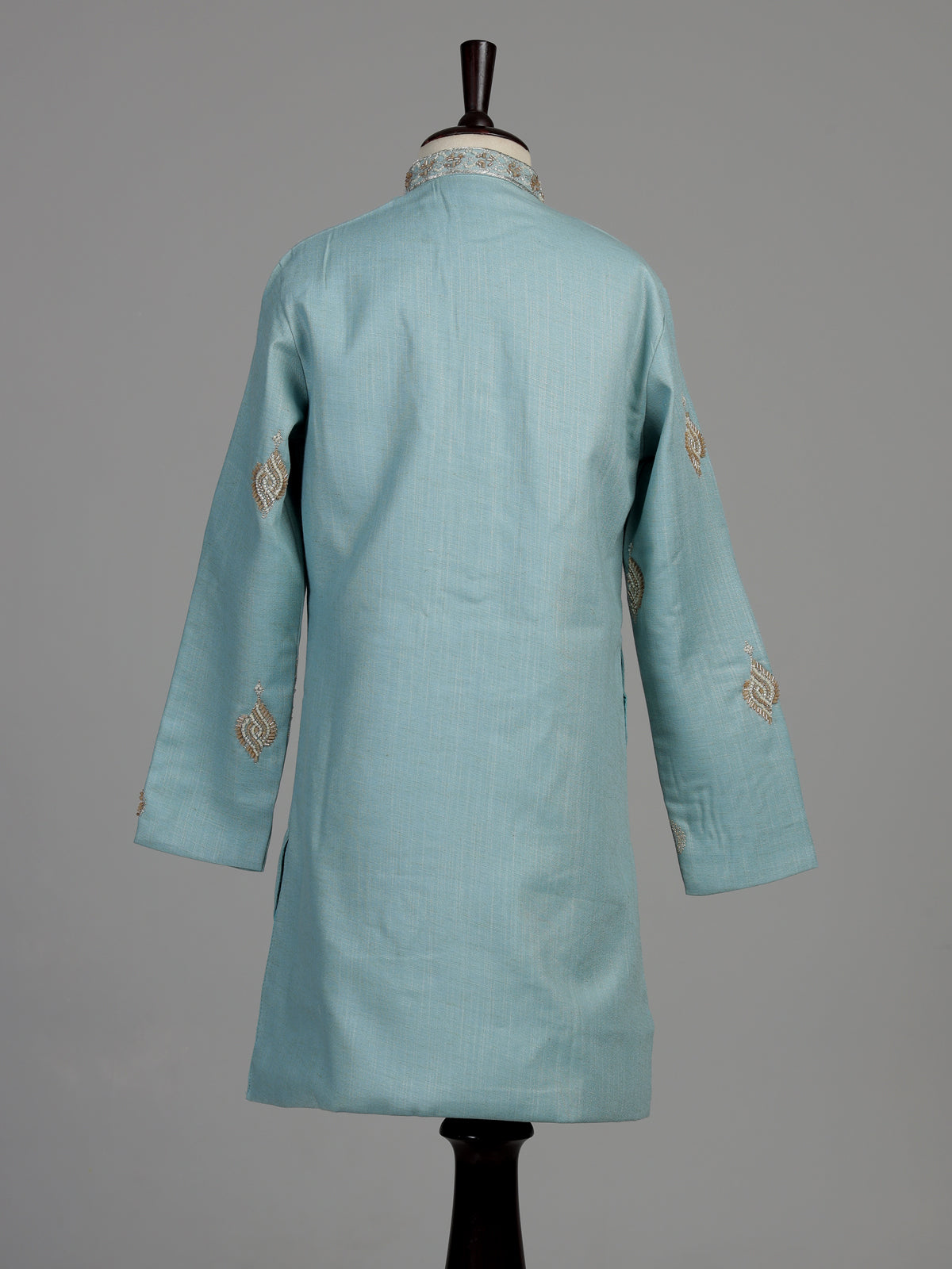 Blue silver leaf boys kurta suit