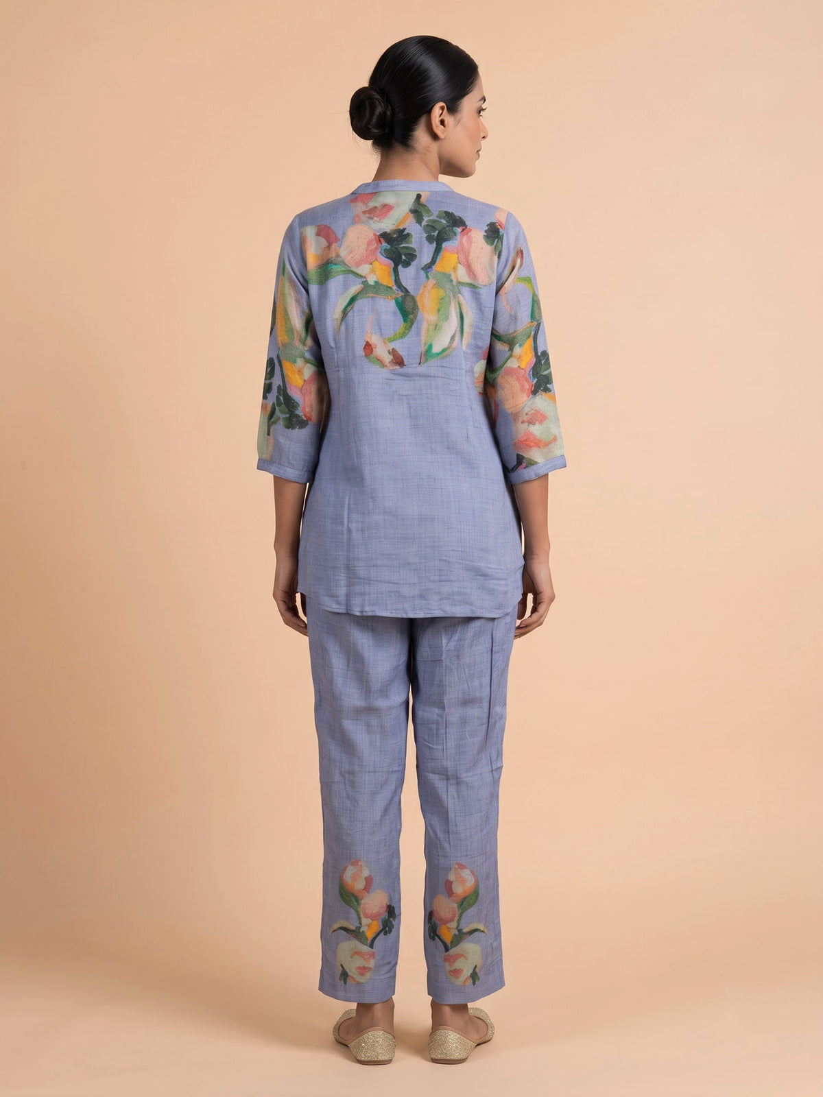 Blue impressionist floral women co-ord set