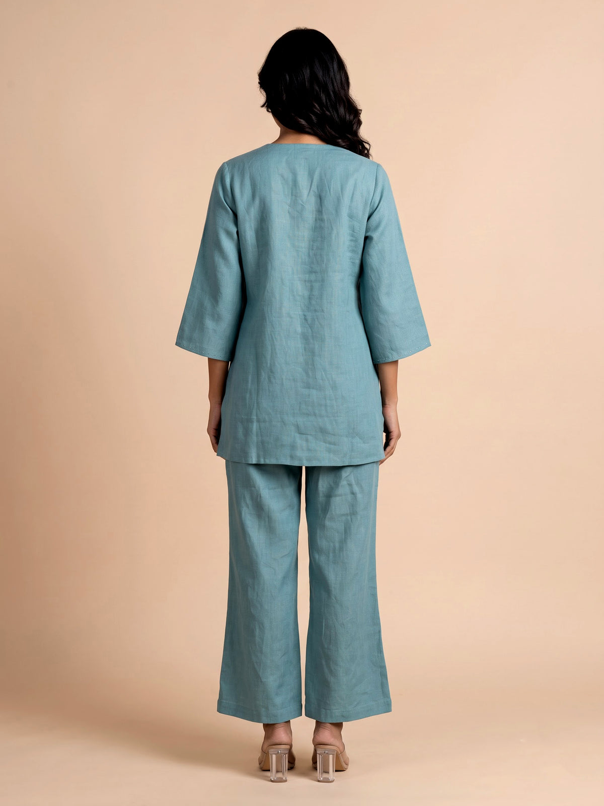 Blue gardenia bouquet women co-ord set