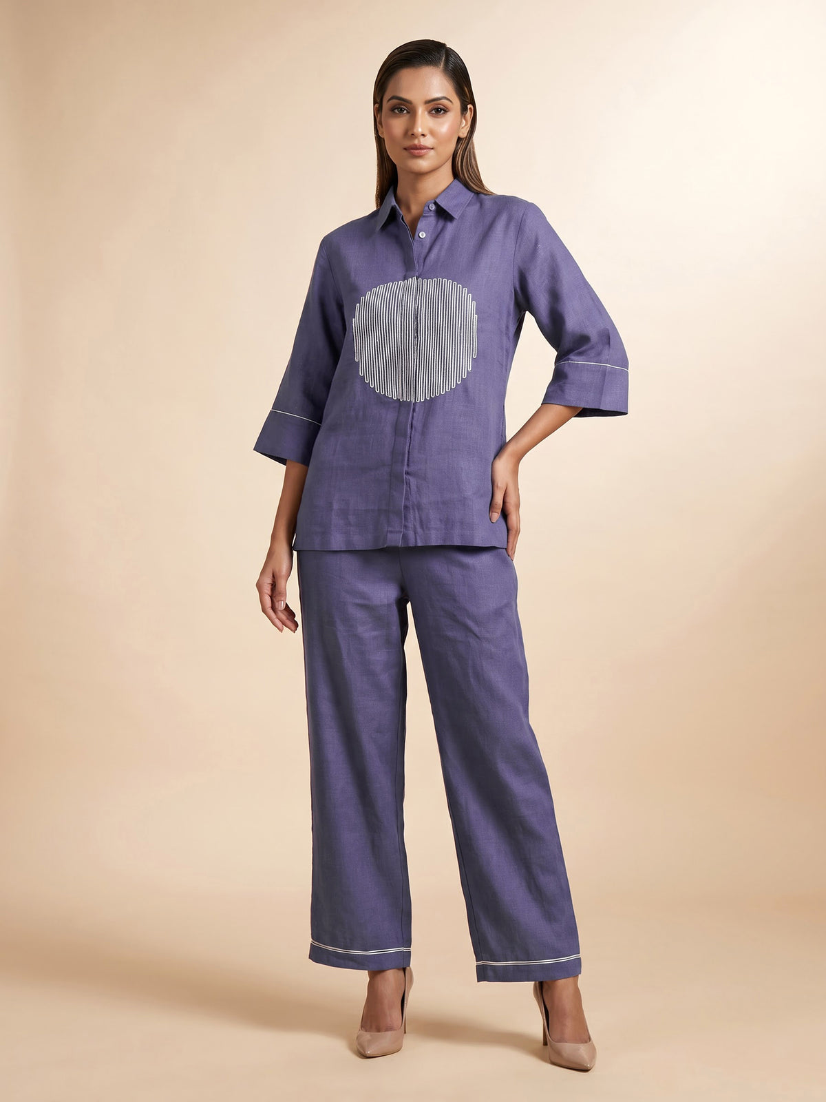 Blue sculpted women co-ord set