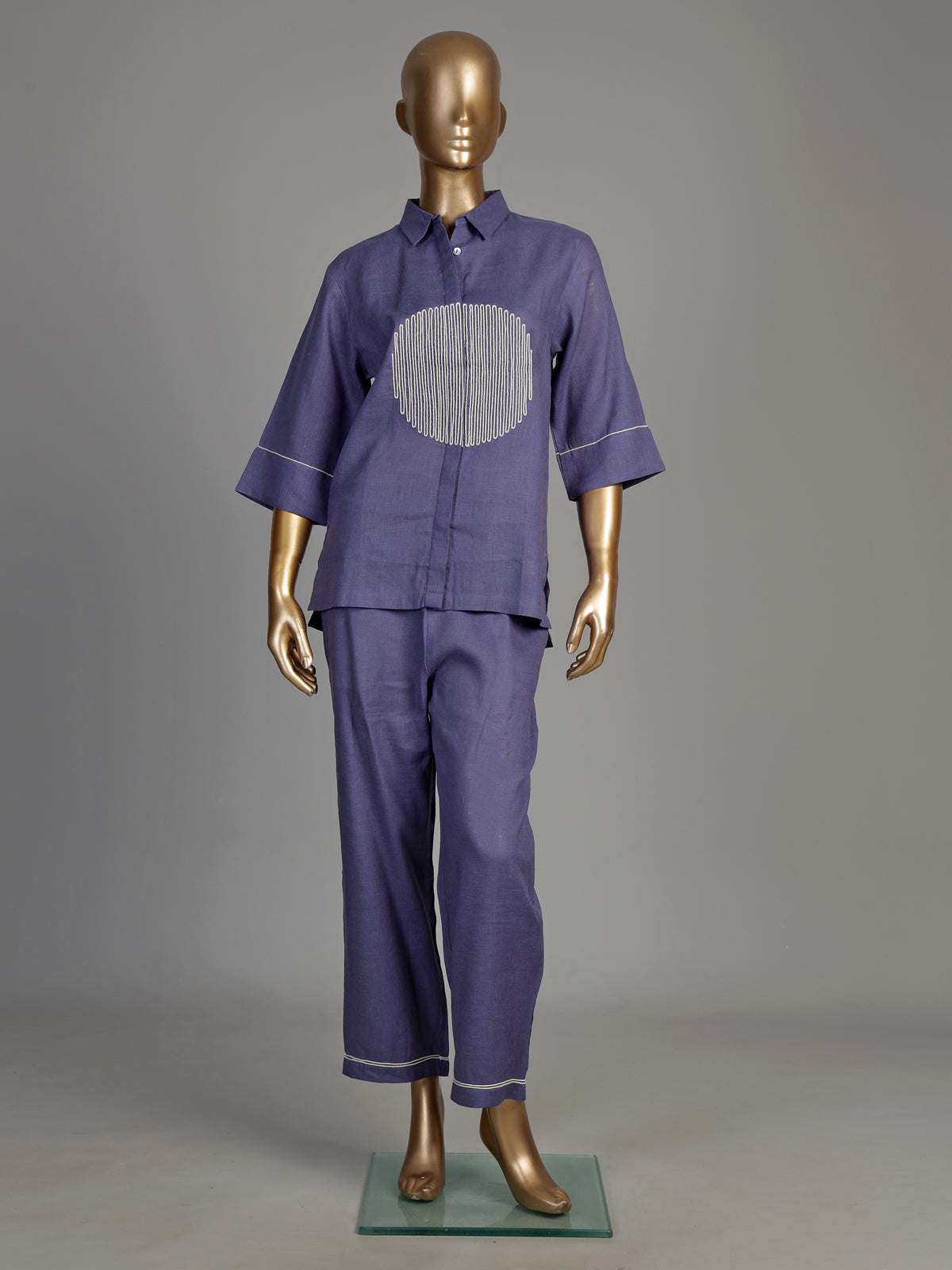 Blue sculpted women co-ord set