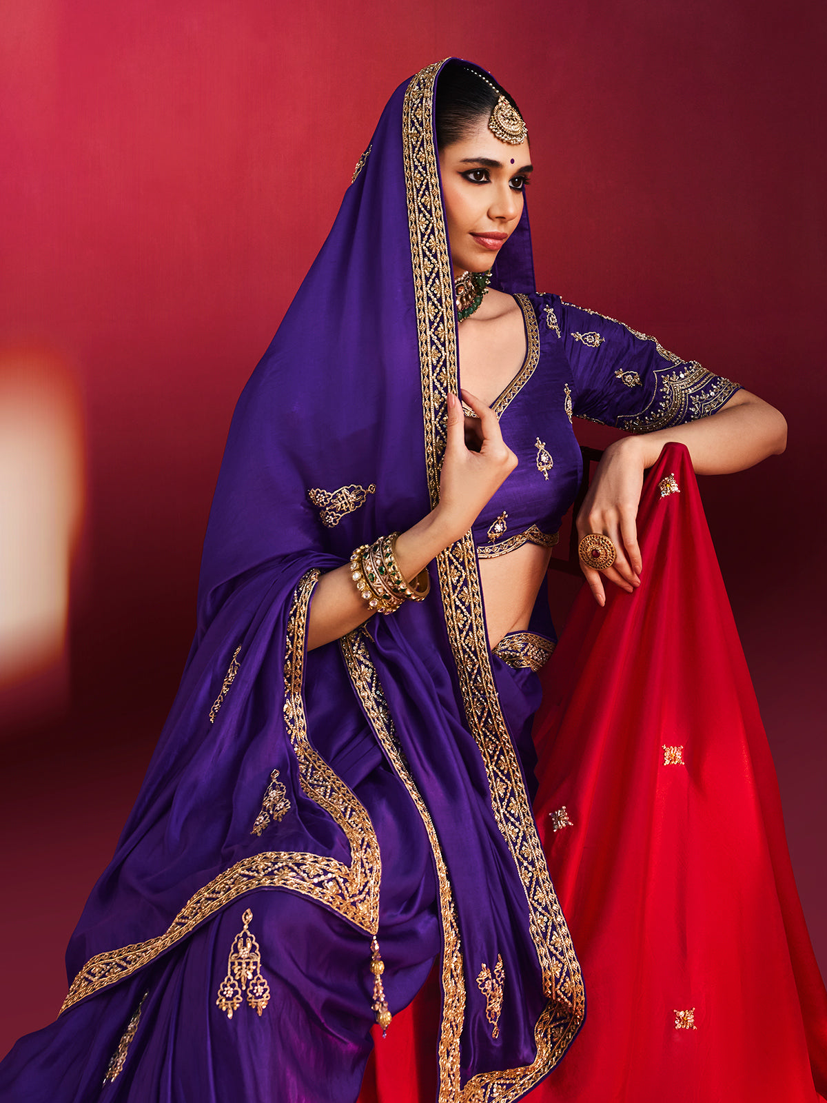 Blue captivating motifs crepe silk women saree