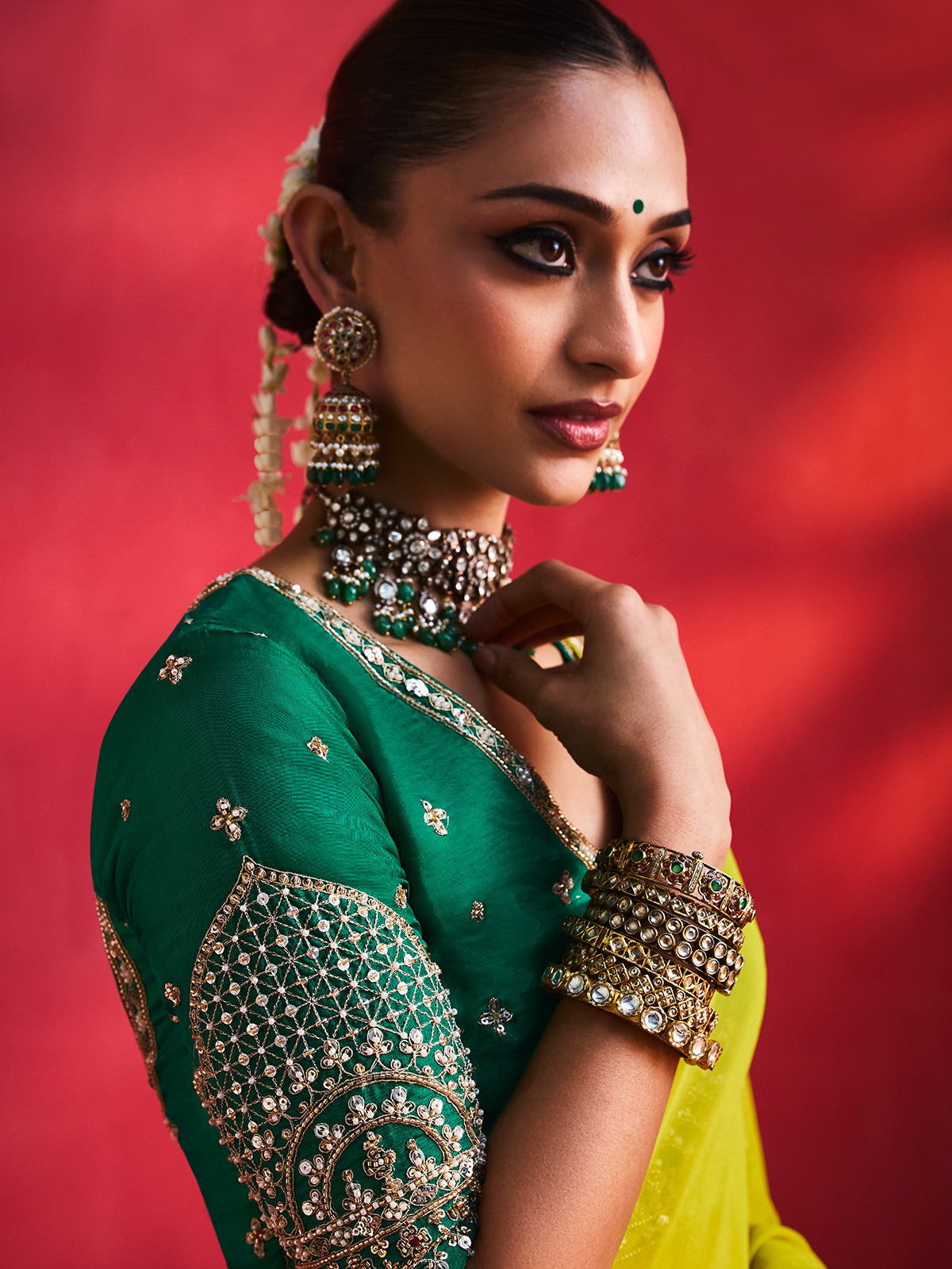 Lime green refreshing charm crepe silk women saree