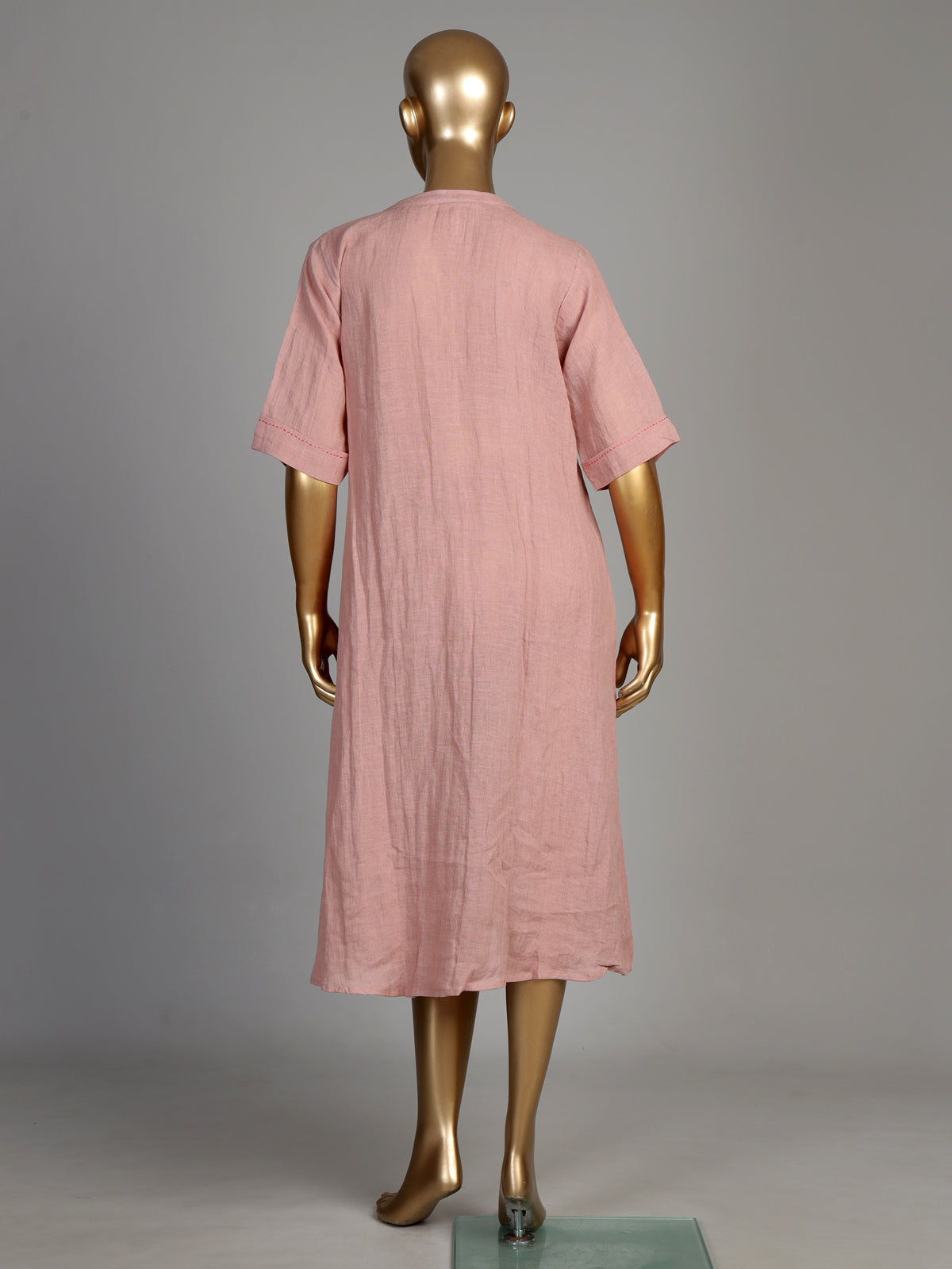 Peach botanical pocket women cotton dress