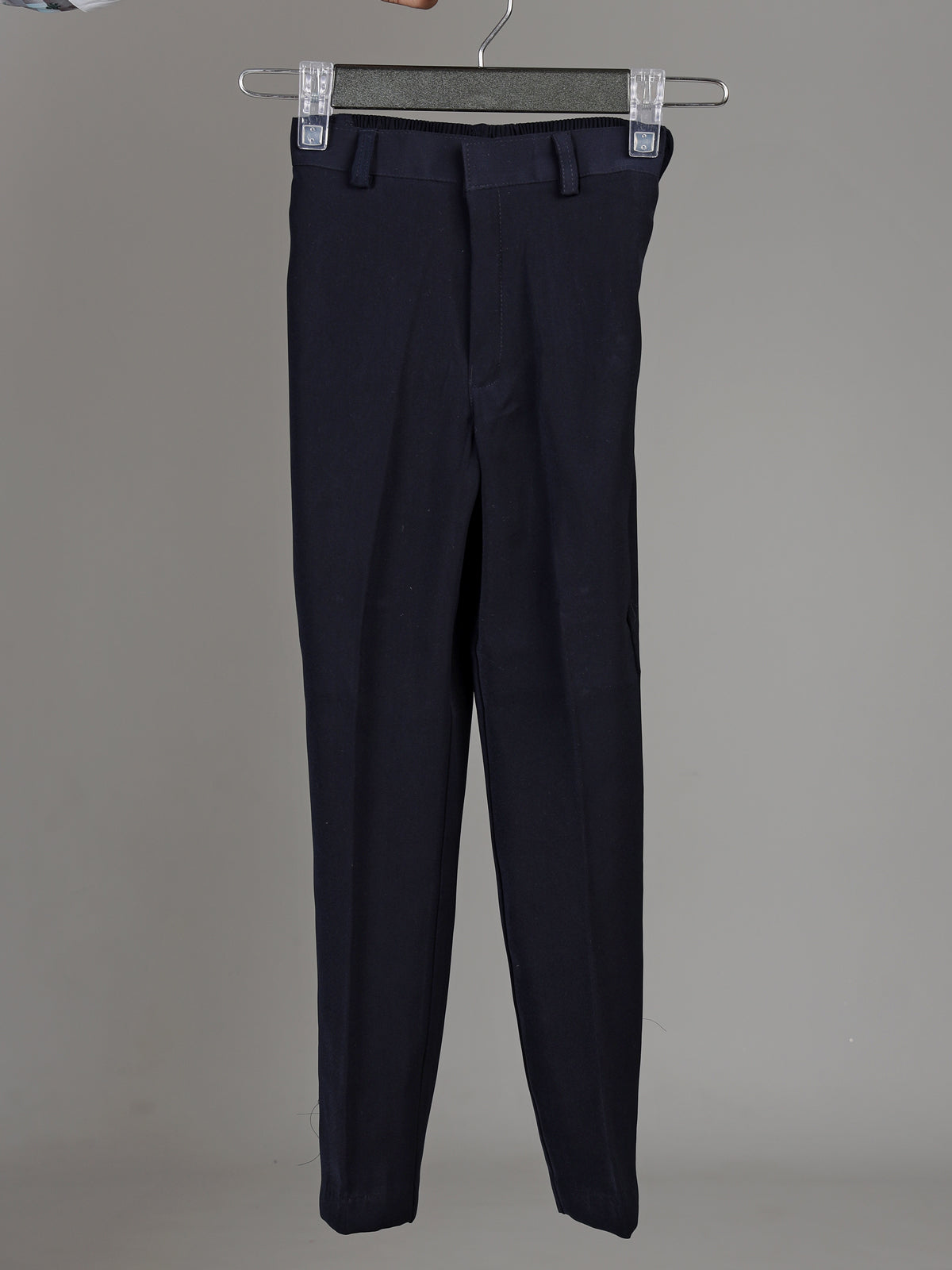 Navy blue terry rayon boys coat suit with embellished shawl lapel