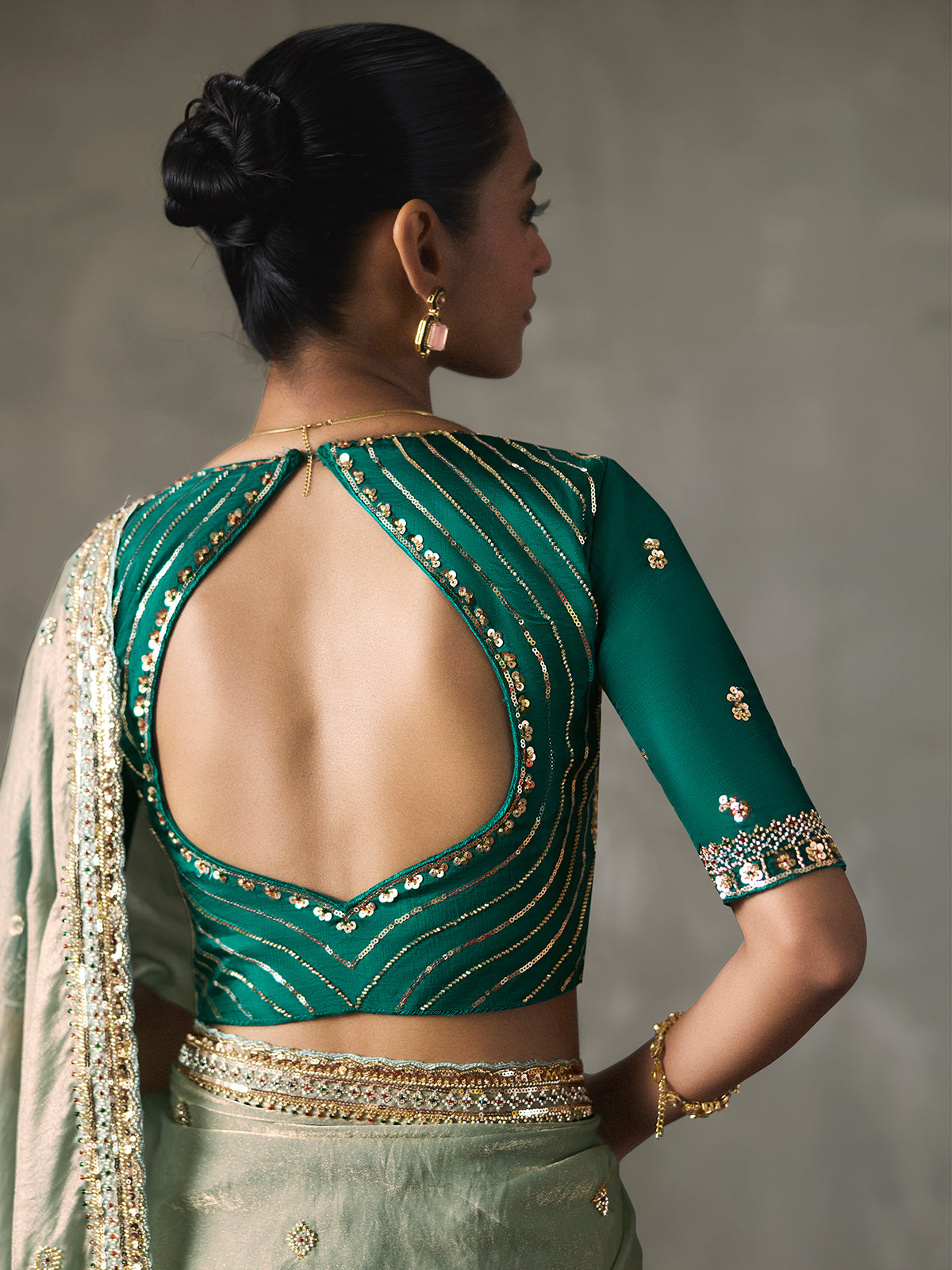 Mint green refreshing sparkle silk blend women saree