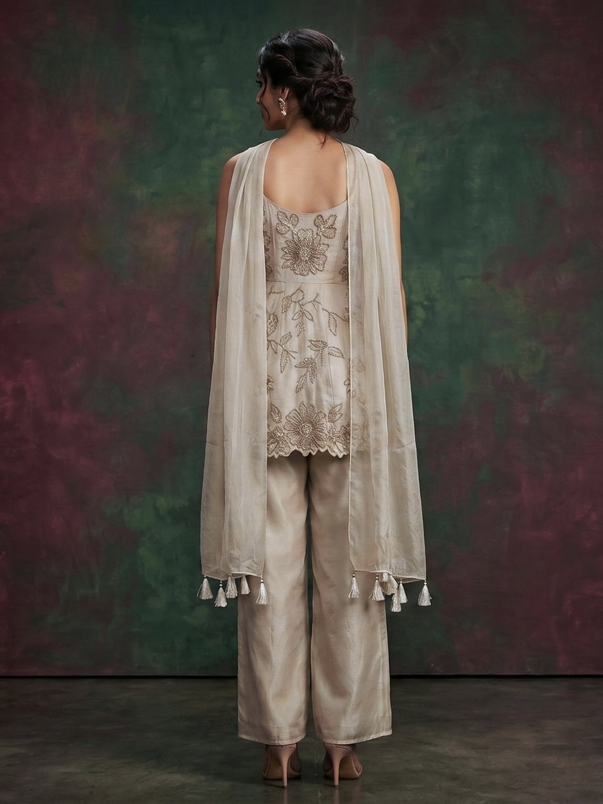 Beige radiant sparkle designer salwar suit