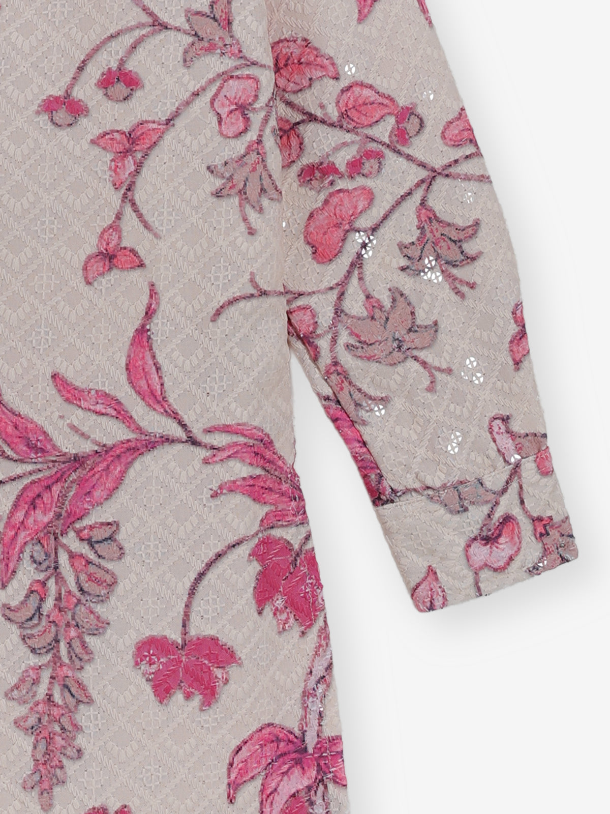 Beige and pink cotton silk kurta for festive