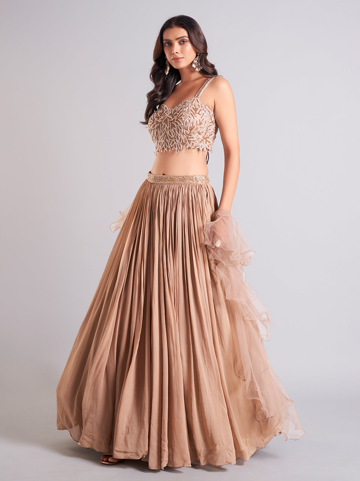 Beige georgette lehenga choli for wedding