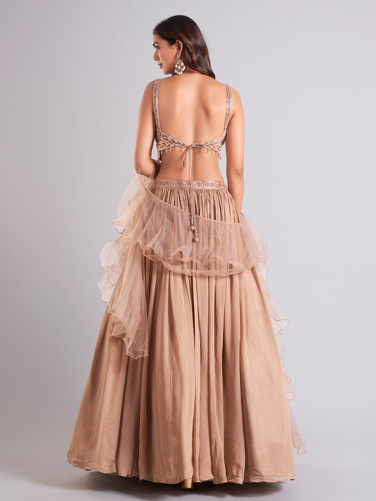Beige georgette lehenga choli for wedding