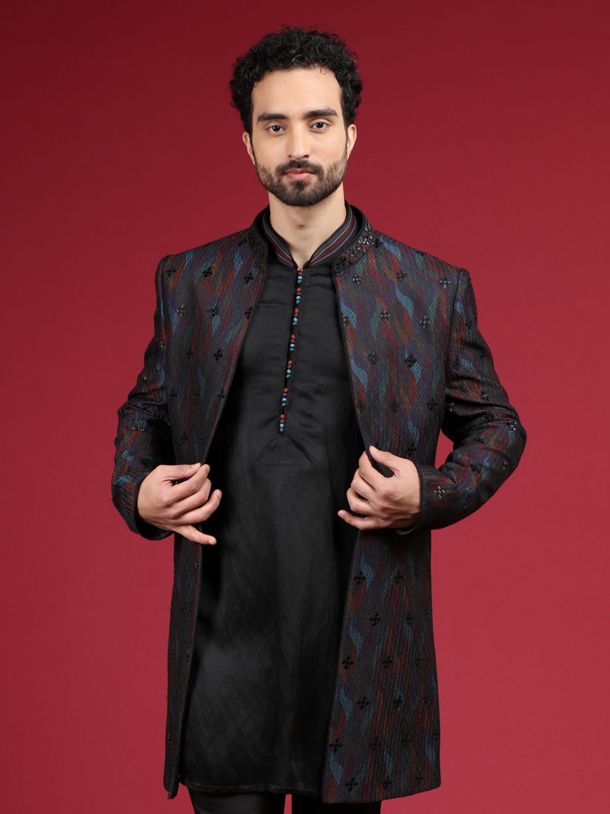 Black and multi color silk indowetsern