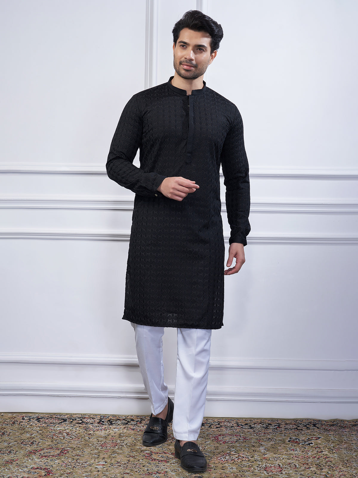 Black cotton kurta suit for special ocassions