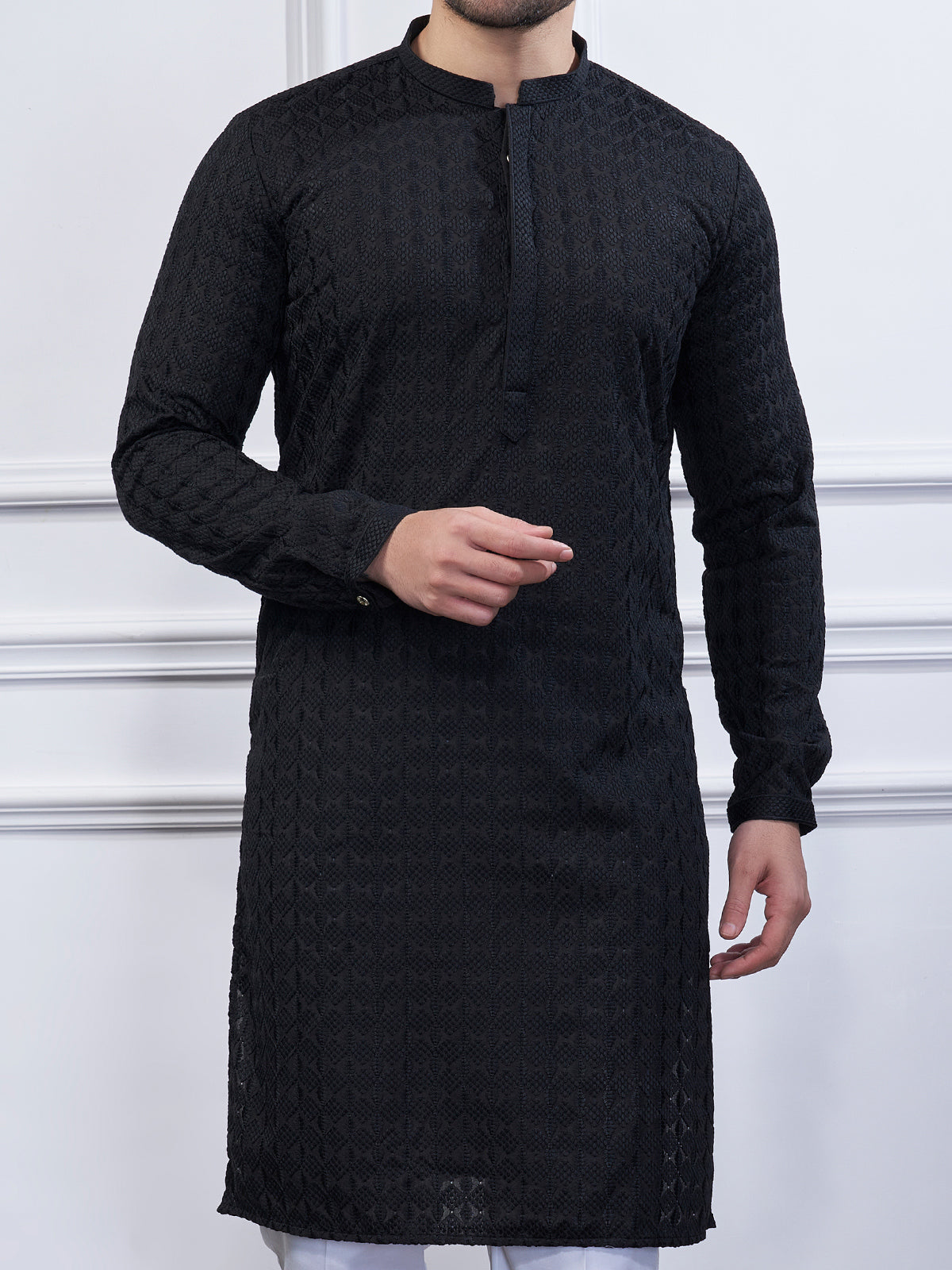 Black cotton kurta suit for special ocassions