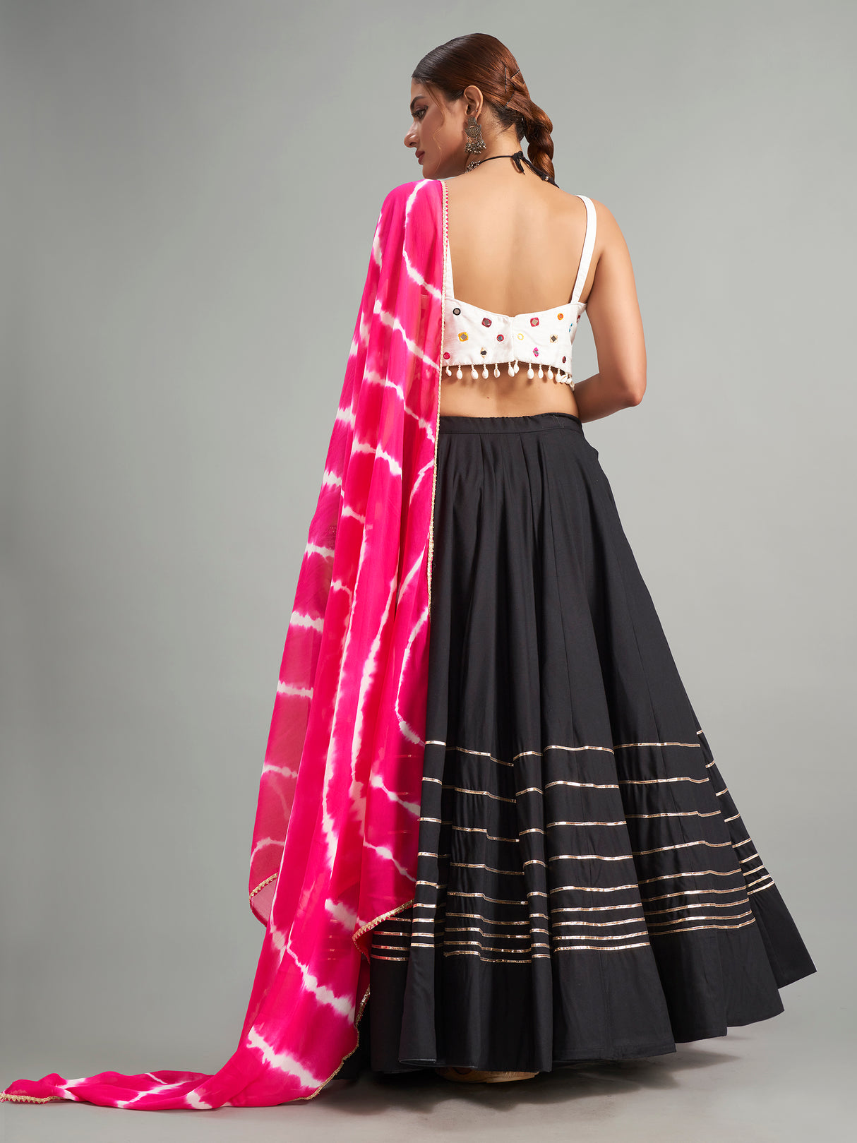 Black cotton silk chaniya choli for navratri