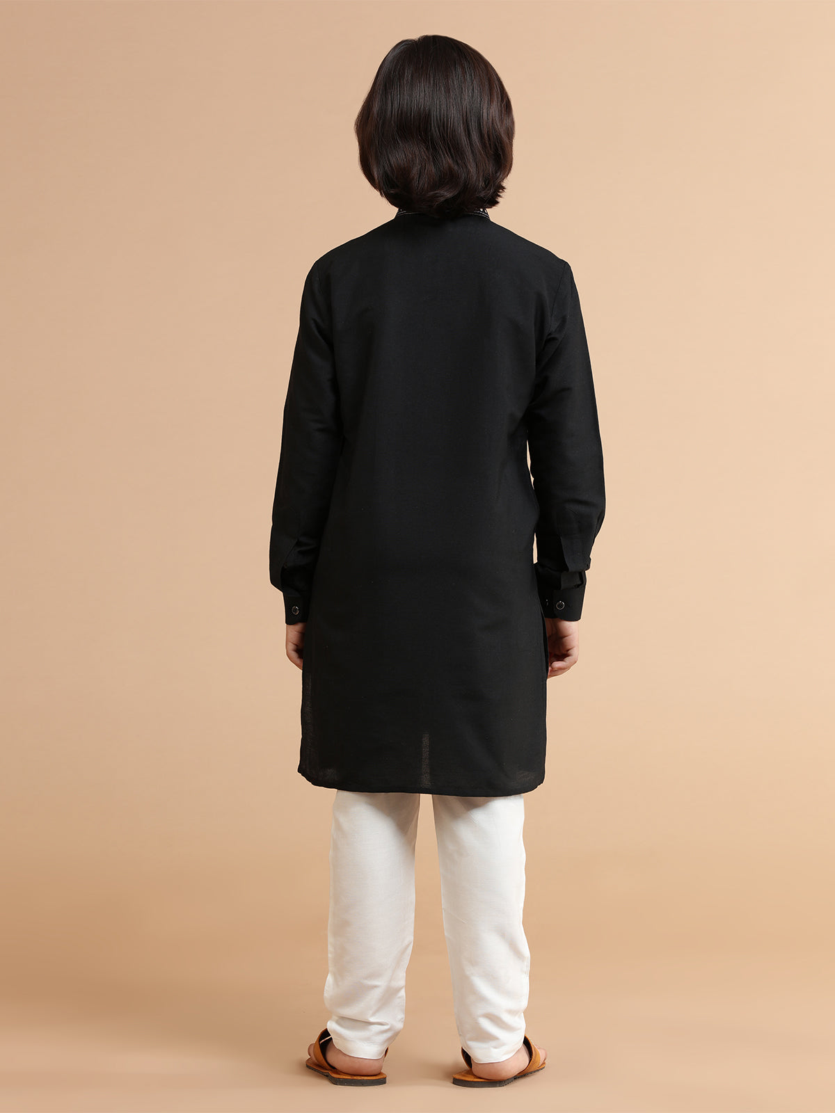 Black embroidery silk kurta suit