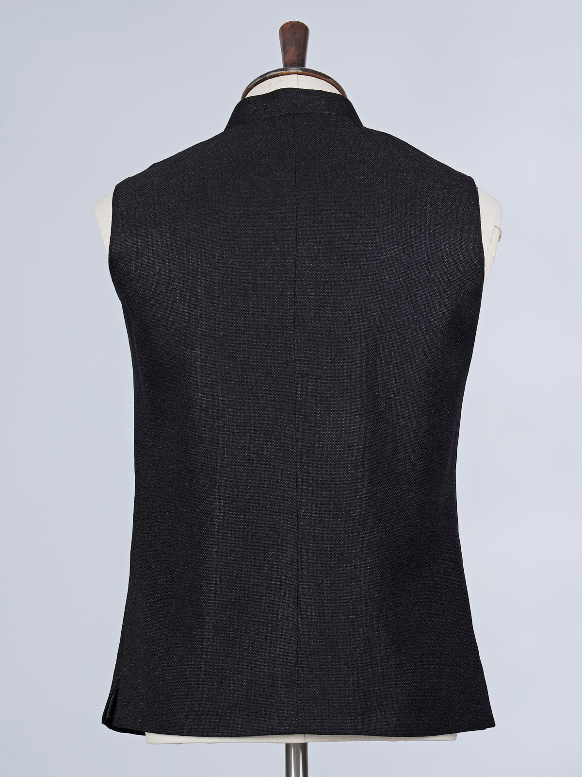 Black plain cotton silk waistcoat