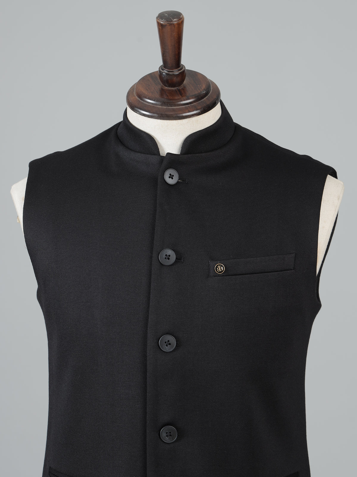 Black plain waistcoat for men