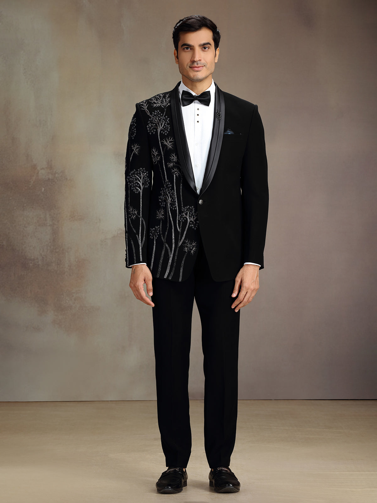 Black royal zardosi coat suit