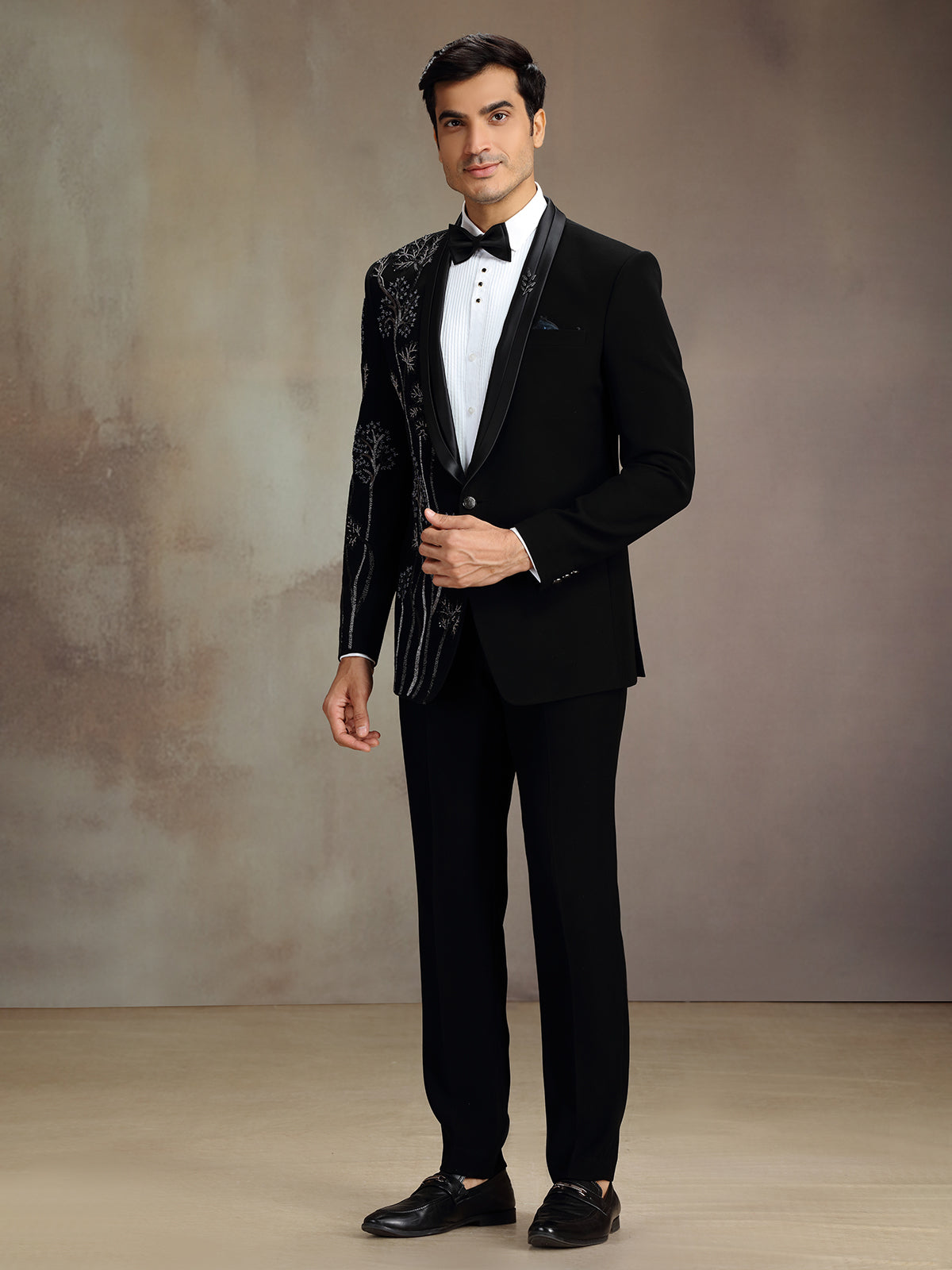 Black royal zardosi coat suit