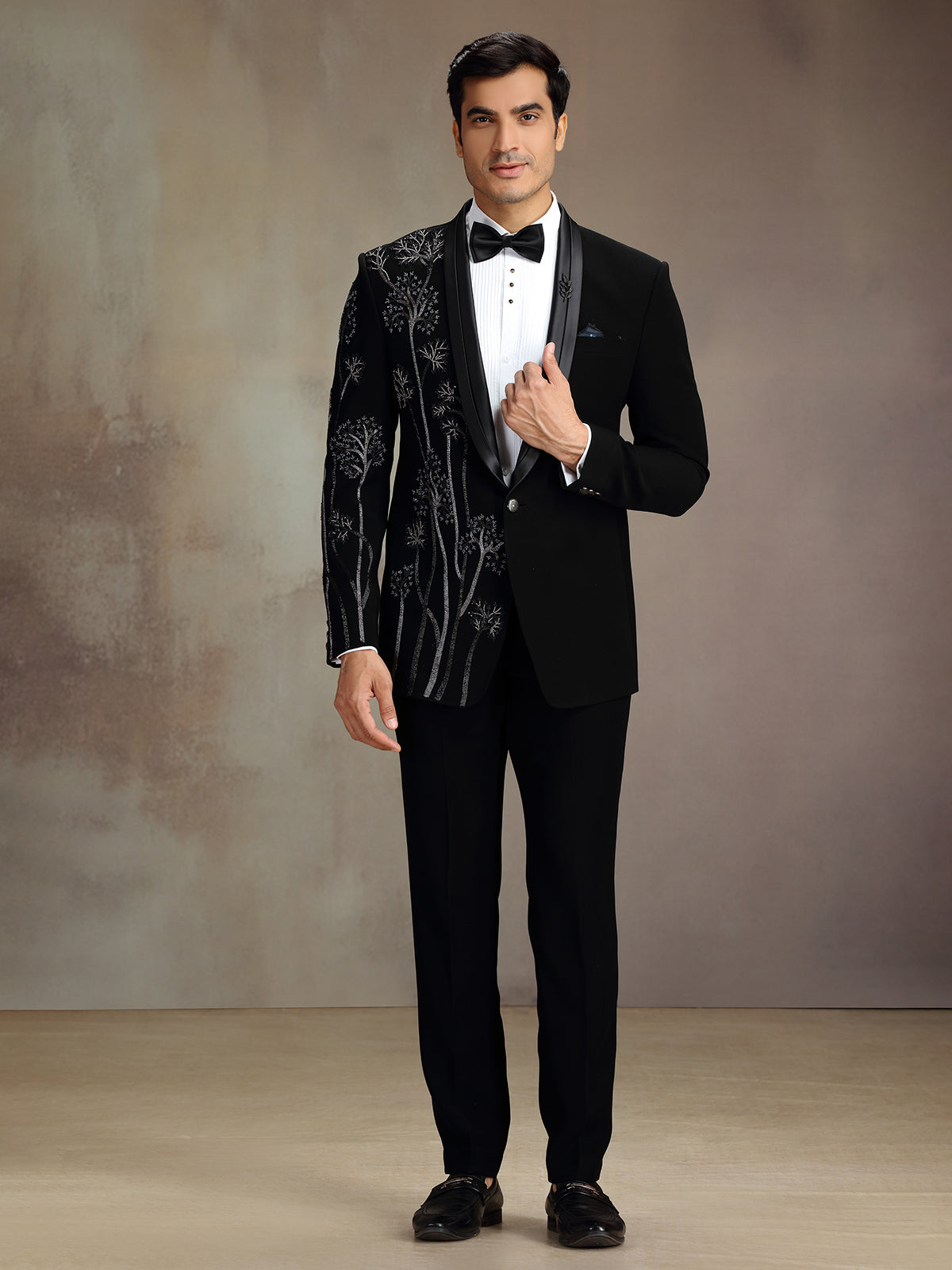 Black royal zardosi coat suit