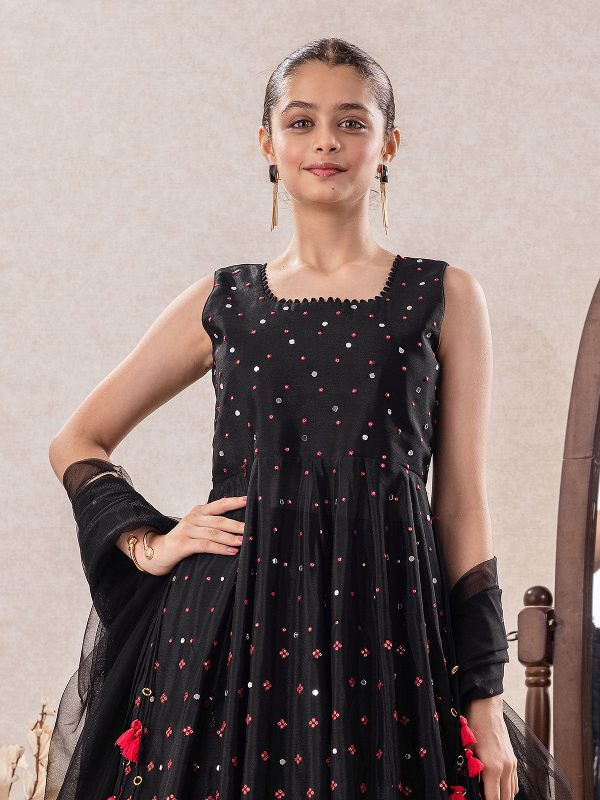 Black salwar suit with lehenga