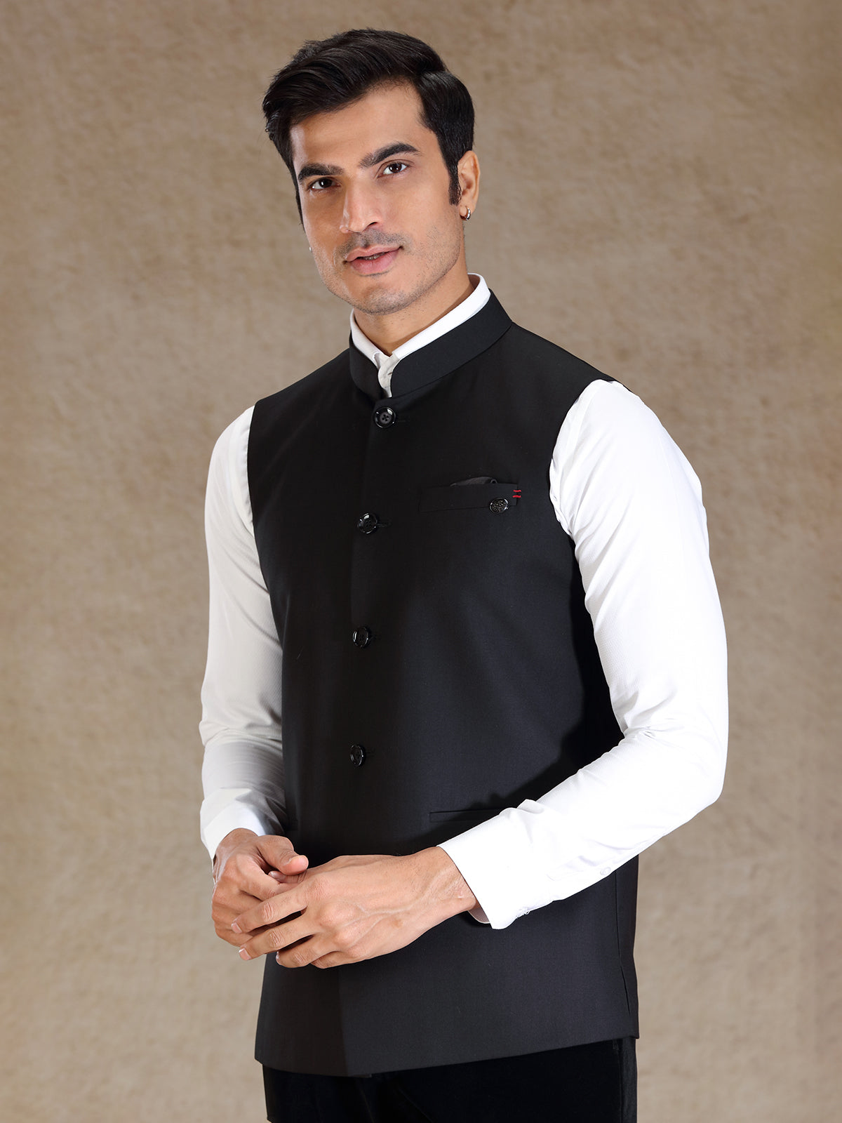Black silk waistcoat only for men