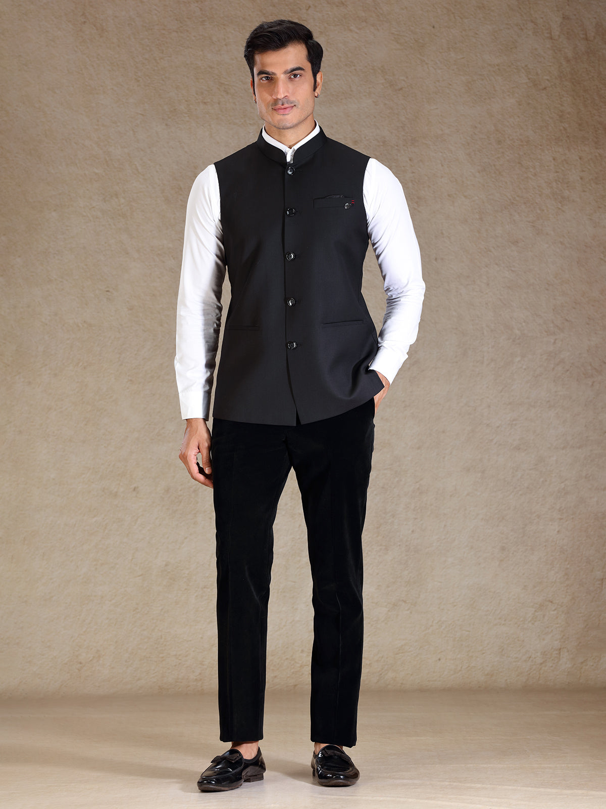 Black silk waistcoat only for men