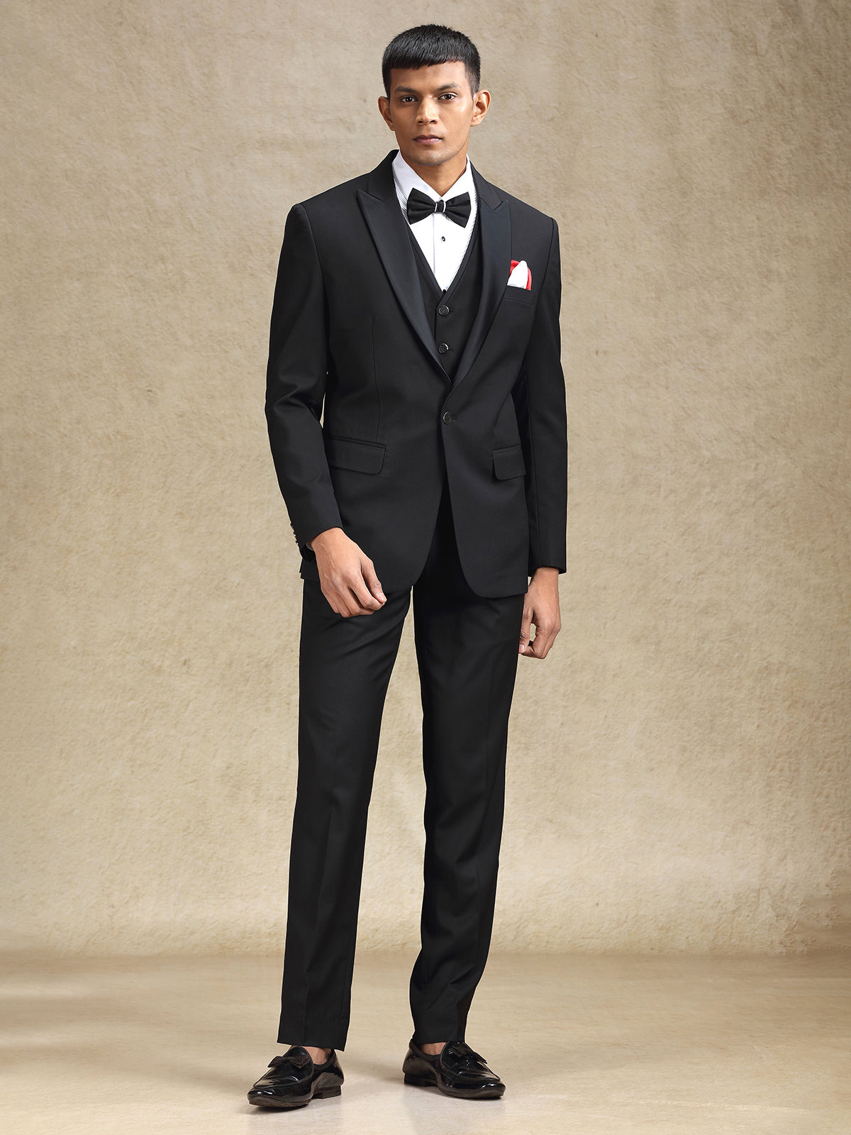 Black terry rayon coat suit for partywear