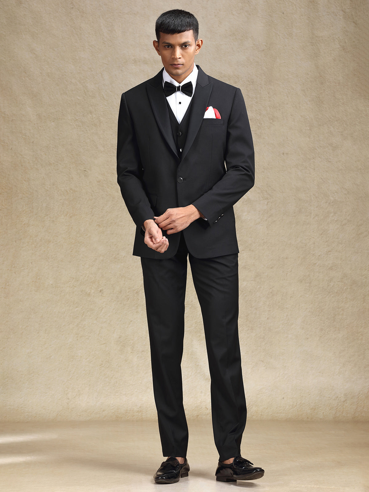 Black terry rayon coat suit for partywear