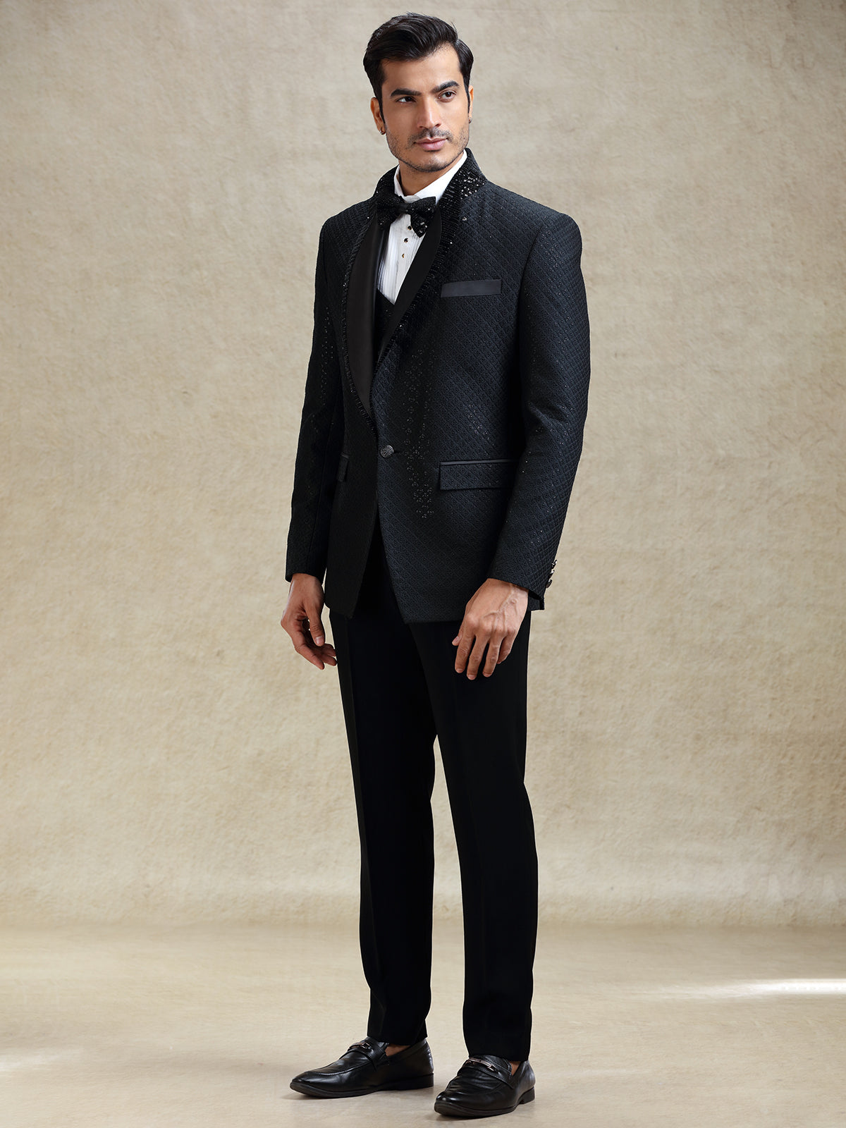 Black tuxedo suit for cocktail parties