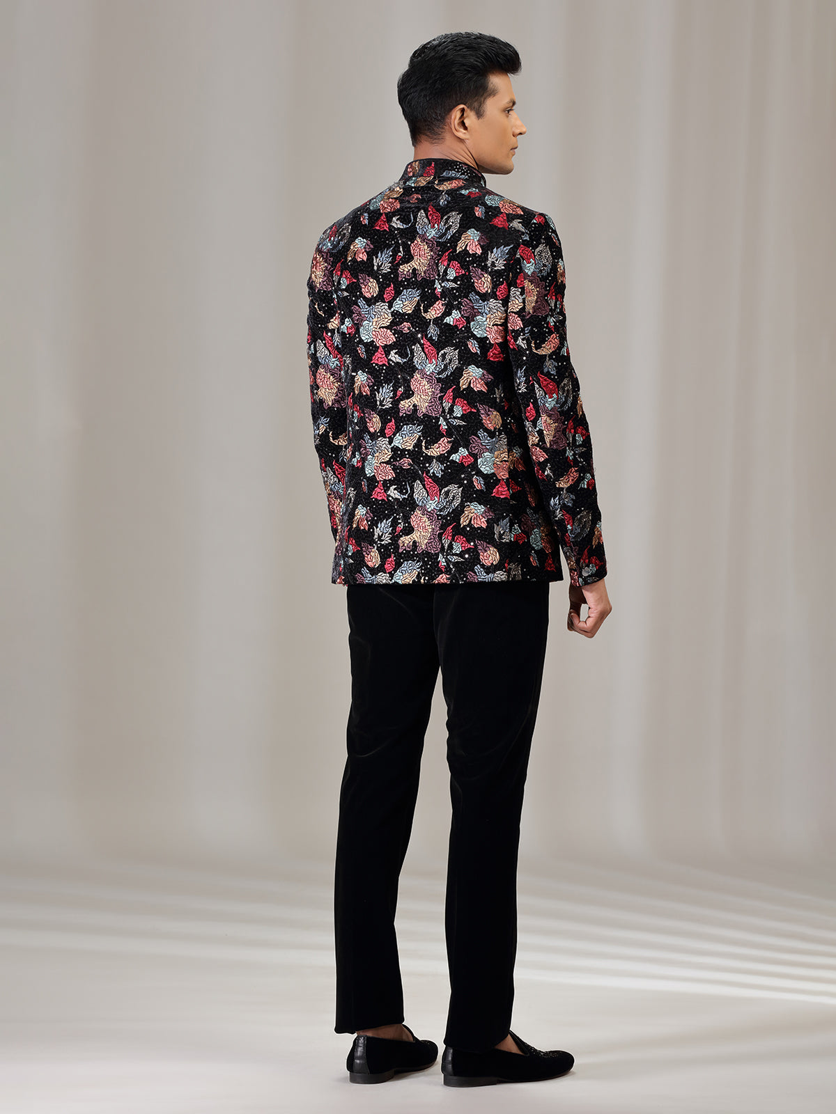 Black wedding wear jodhpuri suit with embroidery