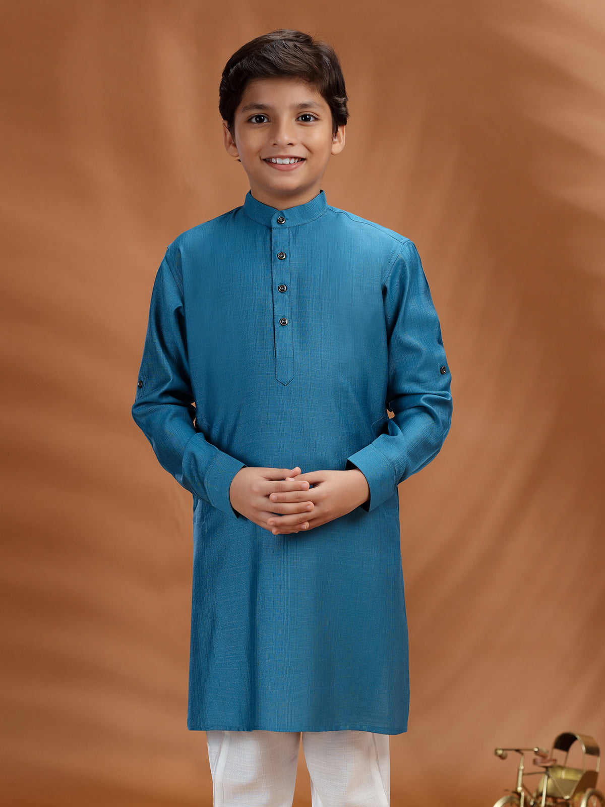 Blue cotton kurta for boys festive style