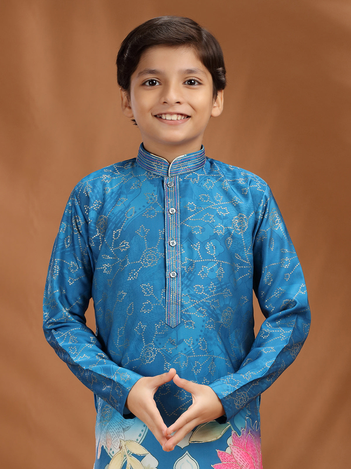 Blue silk kurta pajama for festive